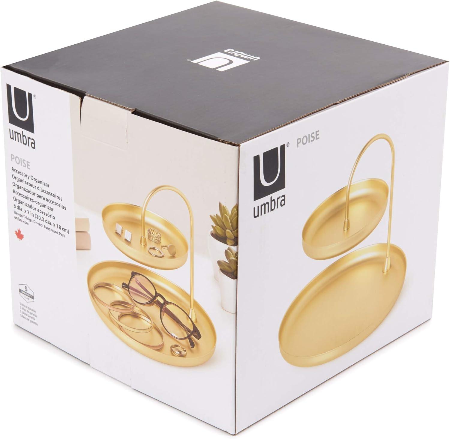 image:imageUmbra Poise Large Double Attractive Storage You Can Leave Out TwoTiered Jewelry Tray BlackBrass