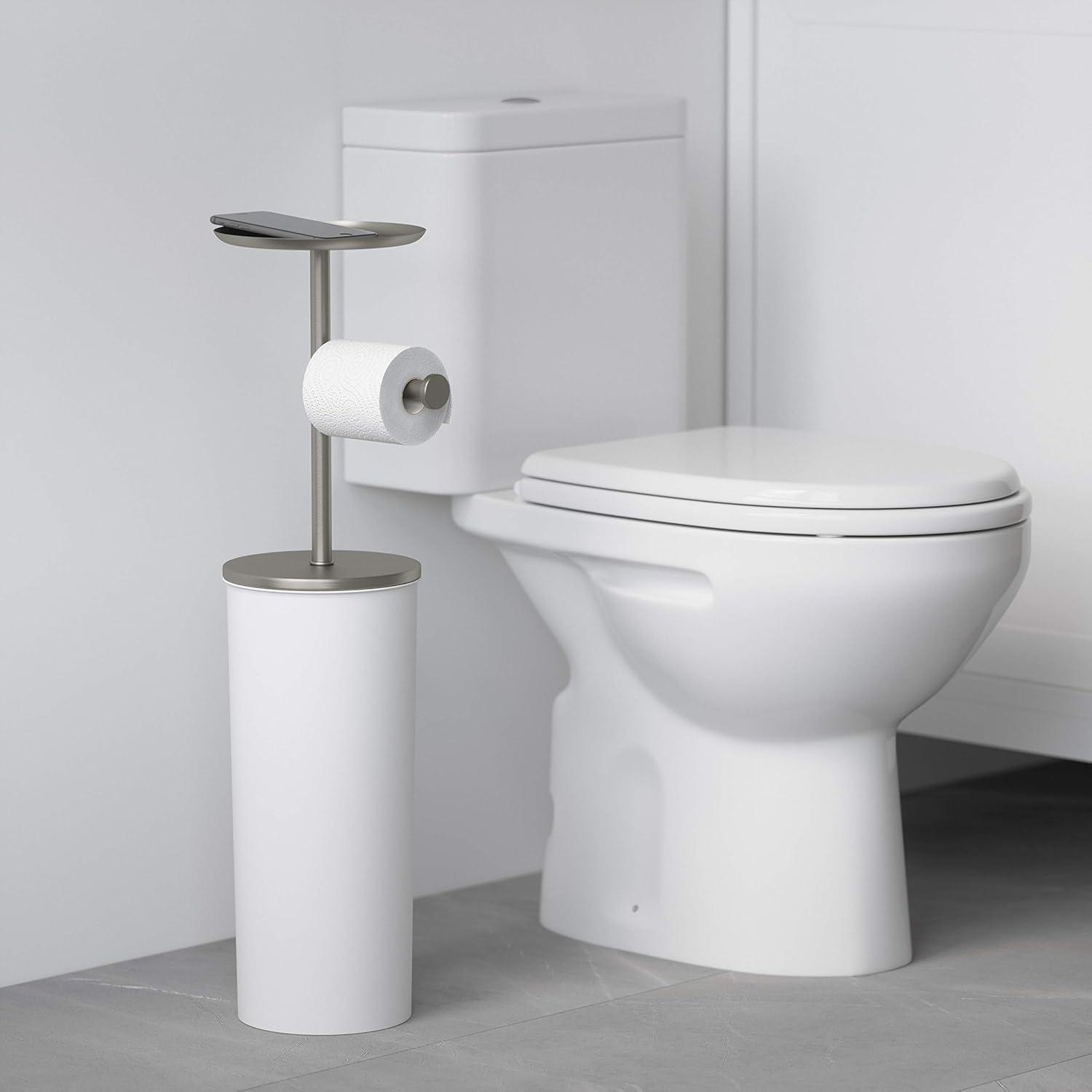 image:imageUmbra Portaloo Toilet Paper Stand and Reserve WhiteNickelWhiteNickel