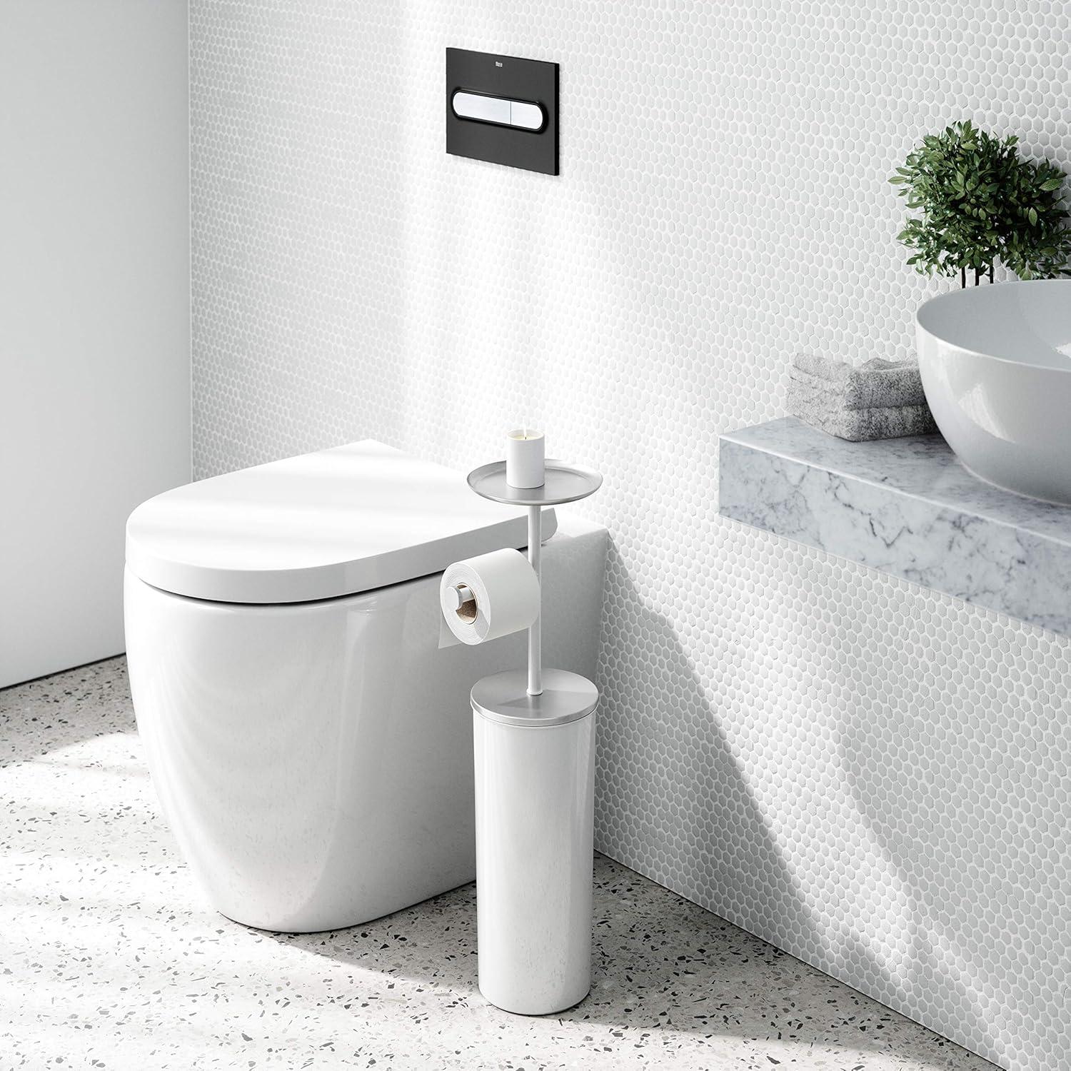 image:imageUmbra Portaloo Toilet Paper Stand and Reserve WhiteNickelWhiteNickel