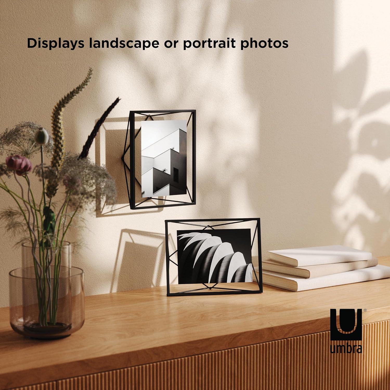 image:imageUmbra Prisma 4x6 Picture Frame Metal Floating Wall or Desk Photo Display for Pictures Art Illustrations and More ChromeBlack