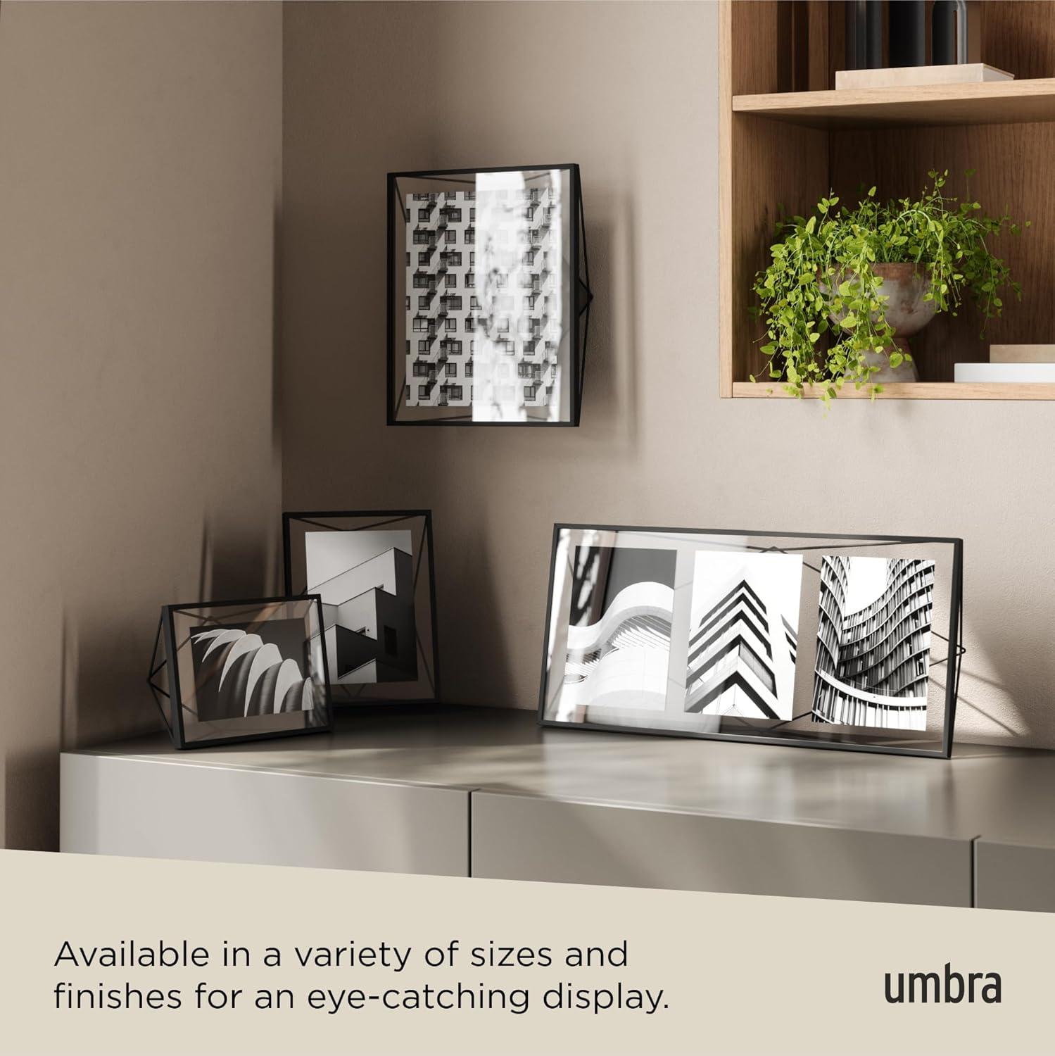 image:imageUmbra Prisma 4x6 Picture Frame Metal Floating Wall or Desk Photo Display for Pictures Art Illustrations and More ChromeBlack