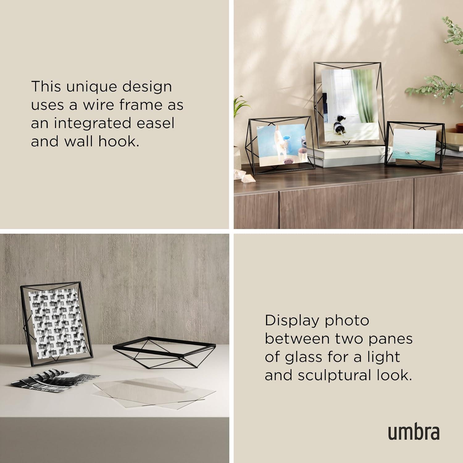 image:imageUmbra Prisma 4x6 Picture Frame Metal Floating Wall or Desk Photo Display for Pictures Art Illustrations and More ChromeBlack