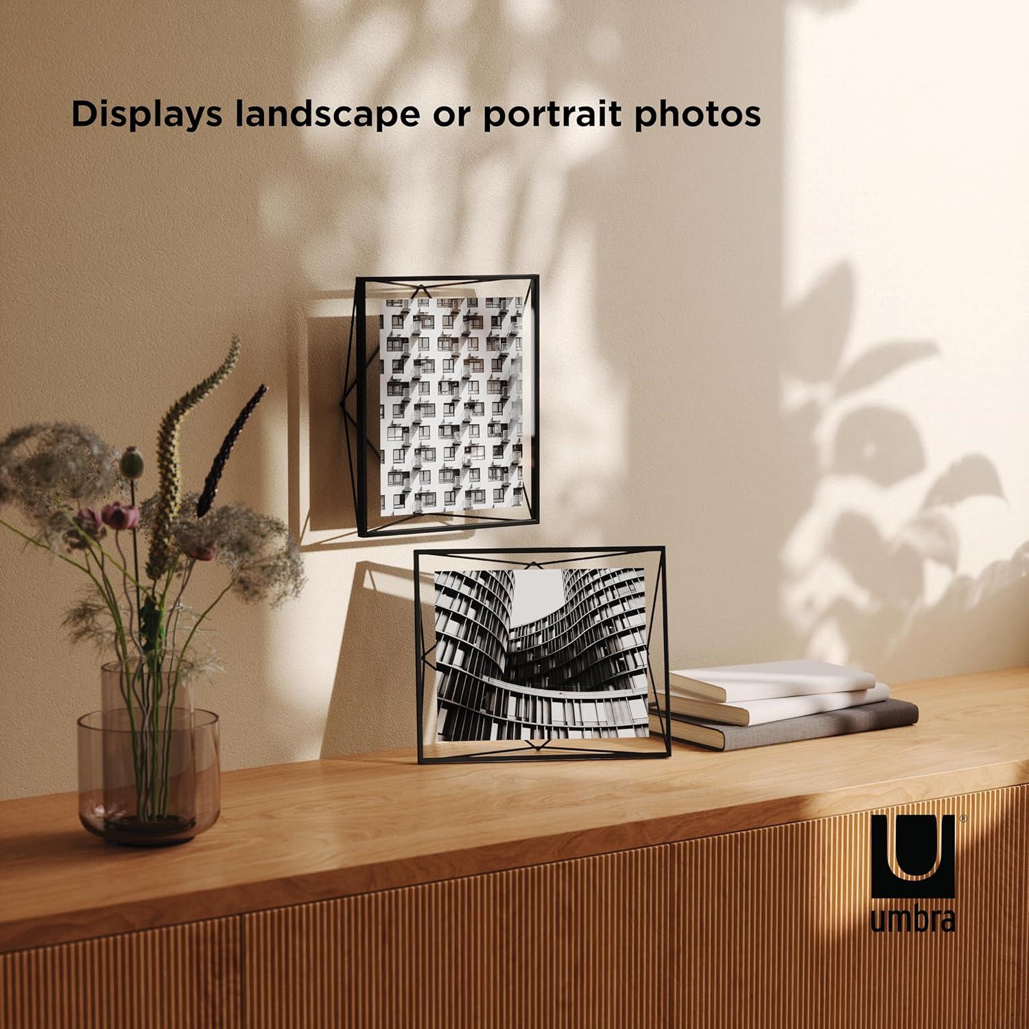 image:imageUmbra Prisma 4x6 Picture Frame Metal Floating Wall or Desk Photo Display for Pictures Art Illustrations and More ChromeBlack