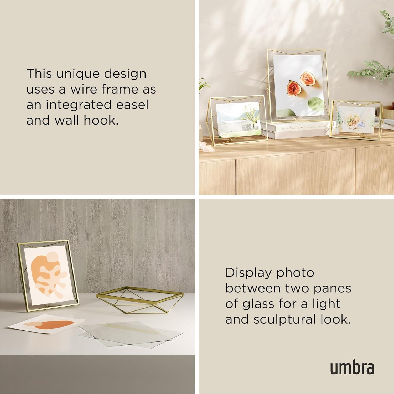image:imageUmbra Prisma 4x6 Picture Frame Metal Floating Wall or Desk Photo Display for Pictures Art Illustrations and More ChromeBrass