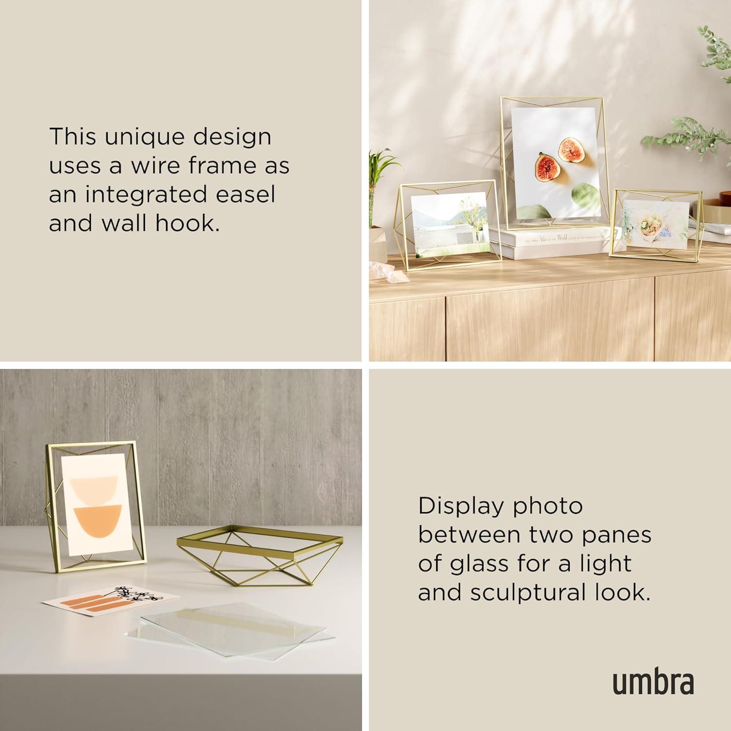 image:imageUmbra Prisma 4x6 Picture Frame Metal Floating Wall or Desk Photo Display for Pictures Art Illustrations and More ChromeBrass