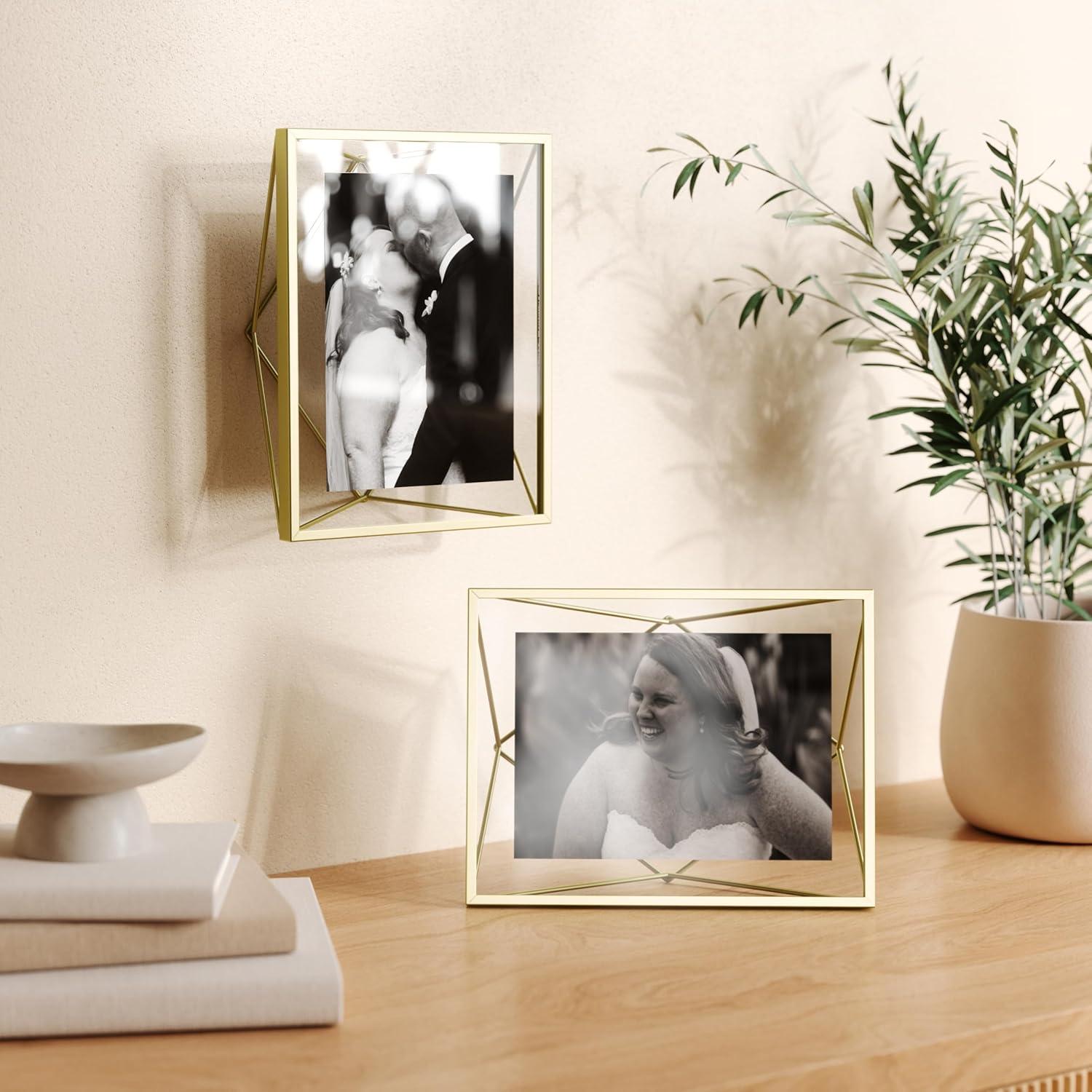 image:imageUmbra Prisma 4x6 Picture Frame Metal Floating Wall or Desk Photo Display for Pictures Art Illustrations and More ChromeBrass