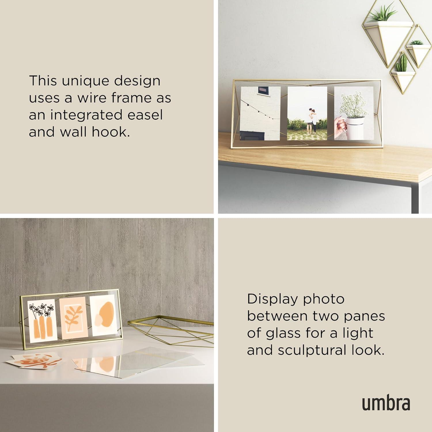 image:imageUmbra Prisma 4x6 Picture Frame Metal Floating Wall or Desk Photo Display for Pictures Art Illustrations and More ChromeBrass