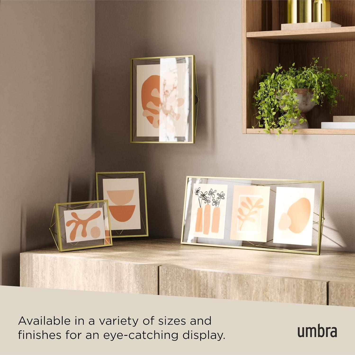 image:imageUmbra Prisma 4x6 Picture Frame Metal Floating Wall or Desk Photo Display for Pictures Art Illustrations and More ChromeBrass