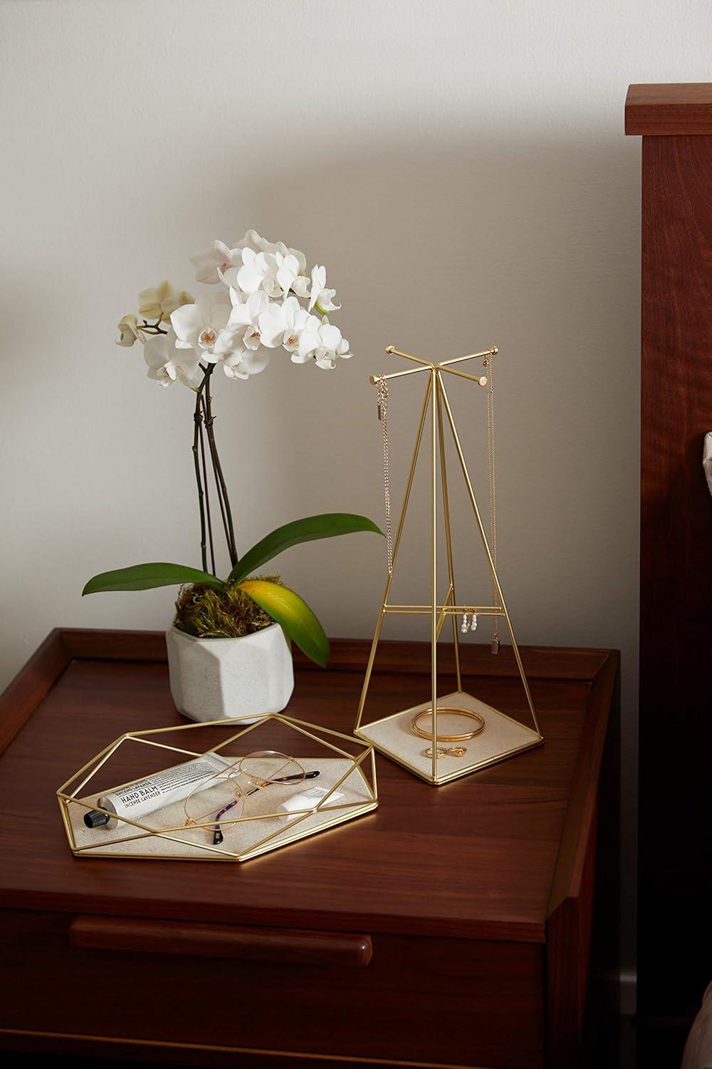 image:imageUmbra Prisma Tray Geometric Plated Jewelry Storage Matte BrassBrass