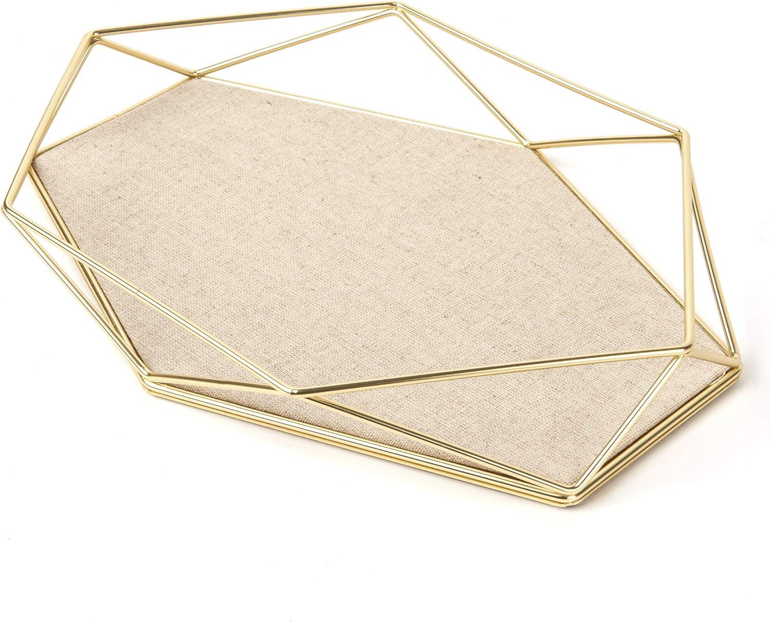 image:imageUmbra Prisma Tray Geometric Plated Jewelry Storage Matte BrassBrass