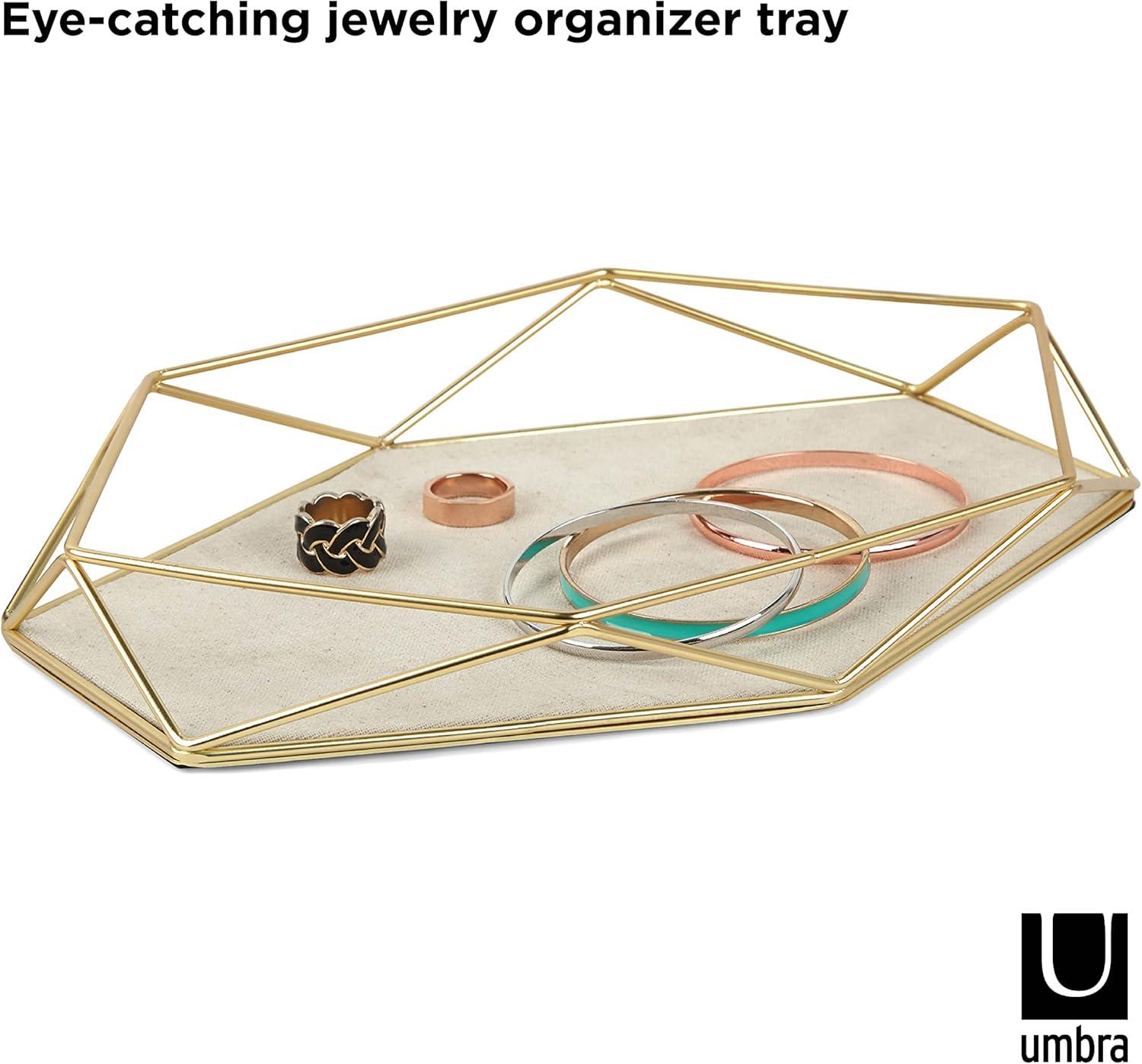 image:imageUmbra Prisma Tray Geometric Plated Jewelry Storage Matte BrassBrass