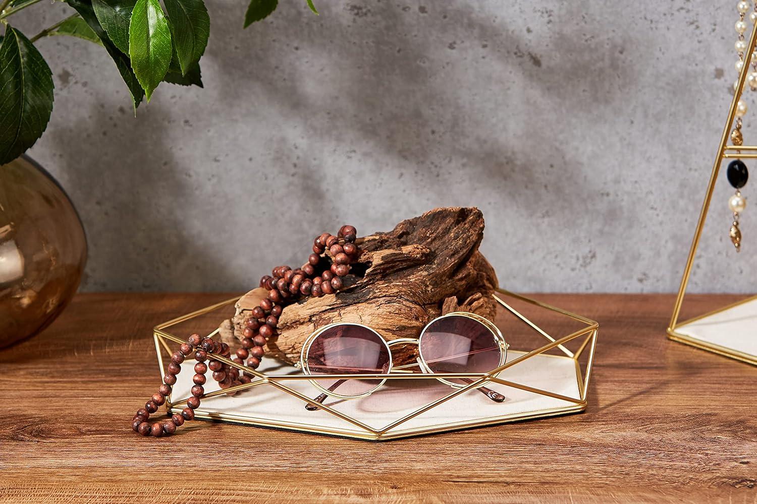 image:imageUmbra Prisma Tray Geometric Plated Jewelry Storage Matte BrassBrass