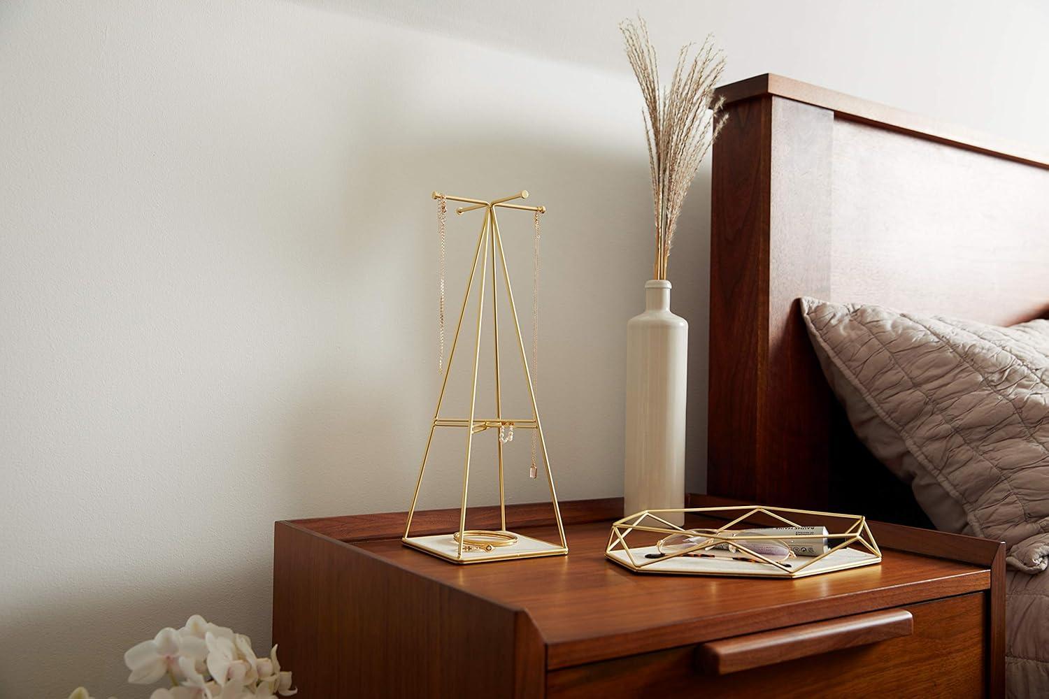 image:imageUmbra Prisma Tray Geometric Plated Jewelry Storage Matte BrassBrass