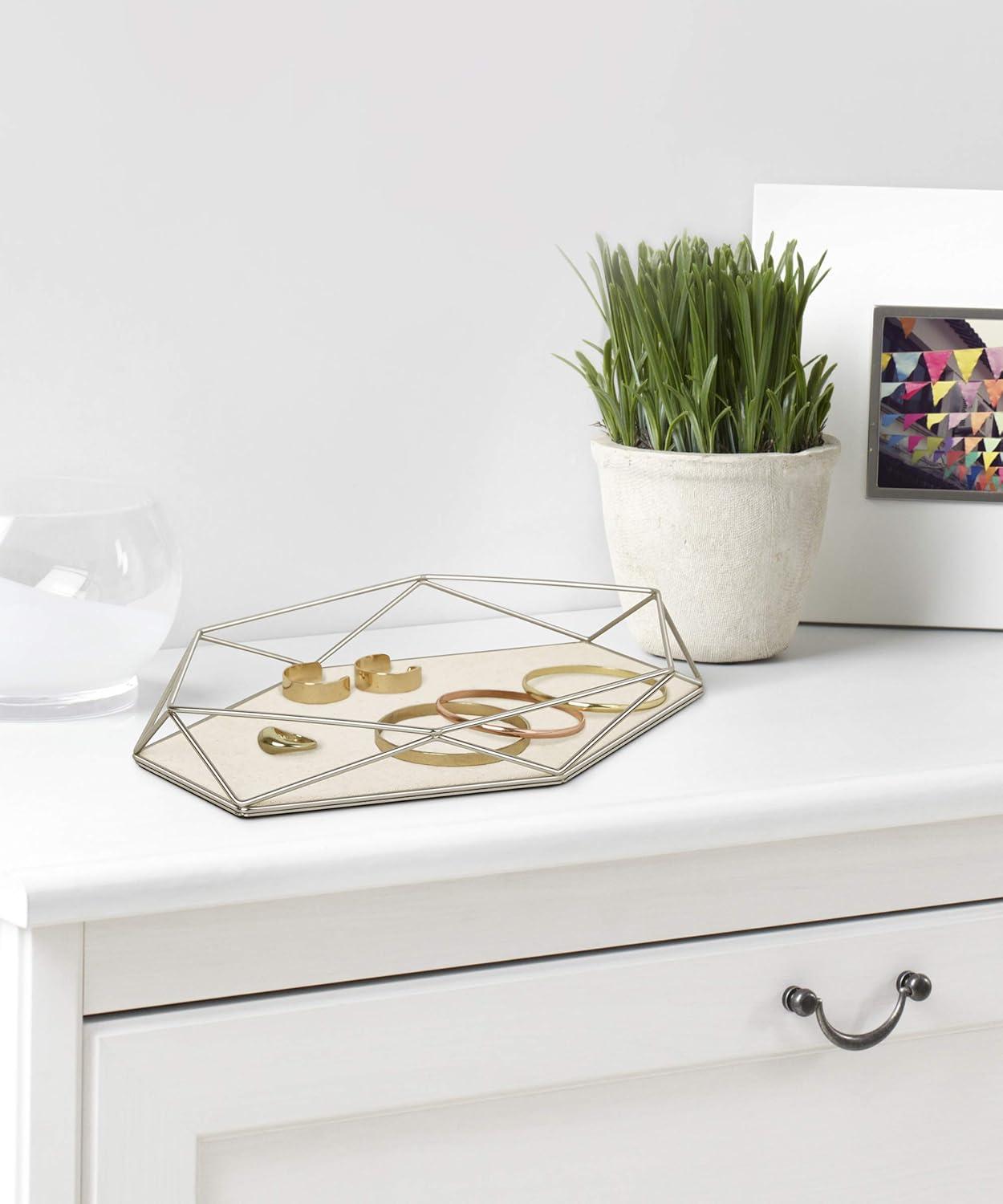 image:imageUmbra Prisma Tray Geometric Plated Jewelry Storage Matte BrassNickel