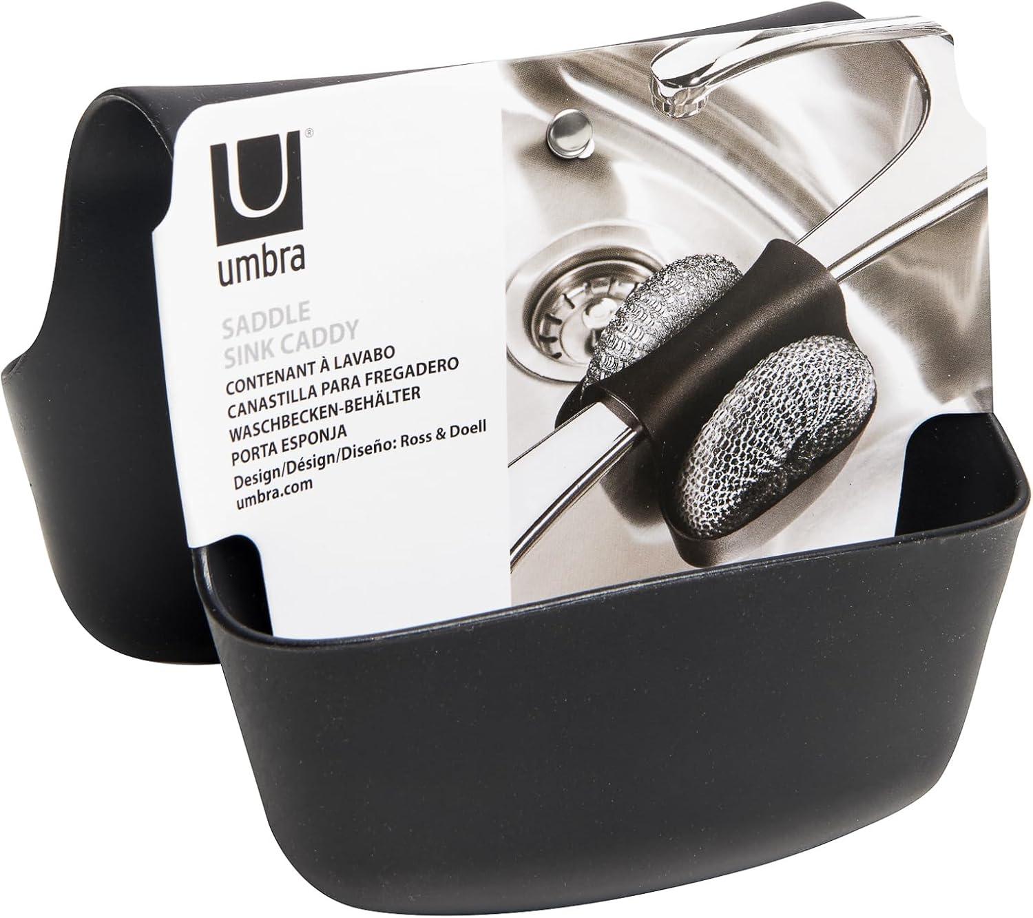 image:imageUmbra Saddle Sink Caddy Flexible Rubber Organizer for Double Kitchen Sink Storage for Dish Sponge Scouring Pads and More Black 330210040Black