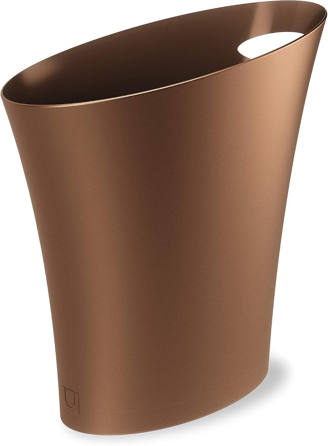 image:imageUmbra Skinny Sleek amp Stylish Bathroom Trash Can Small Garbage Can Wastebasket for Narrow Spaces at Home or Office 2 Gallon Capacity BronzeBronze