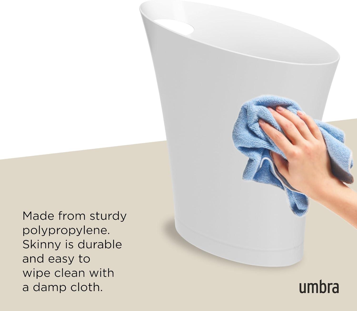 image:imageUmbra Skinny Sleek amp Stylish Bathroom Trash Can Small Garbage Can Wastebasket for Narrow Spaces at Home or Office 2 Gallon Capacity BronzeMetallicwhite