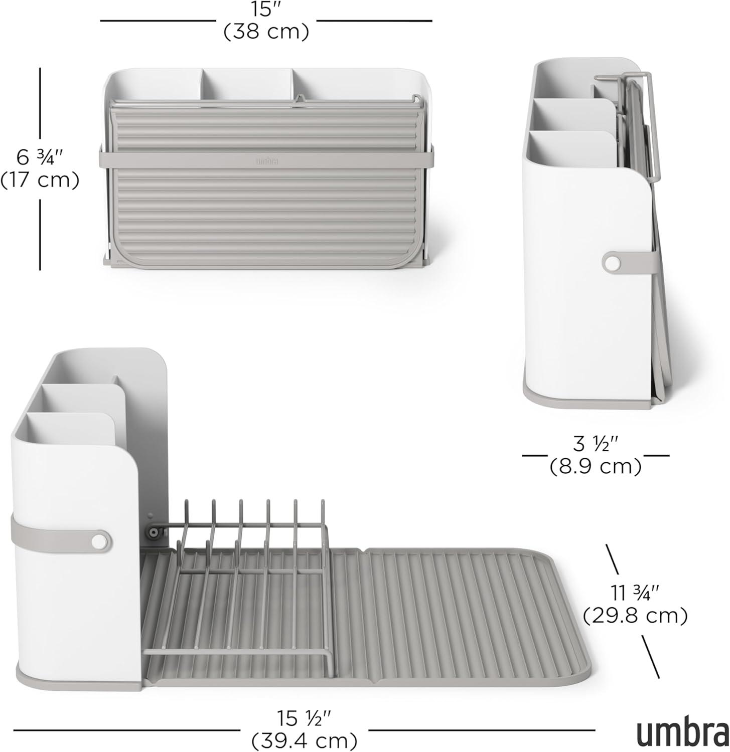 image:imageUmbra Sling Compact Dish Rack for Drying Dishes Cutlery and More Folds Away for Compact Storage