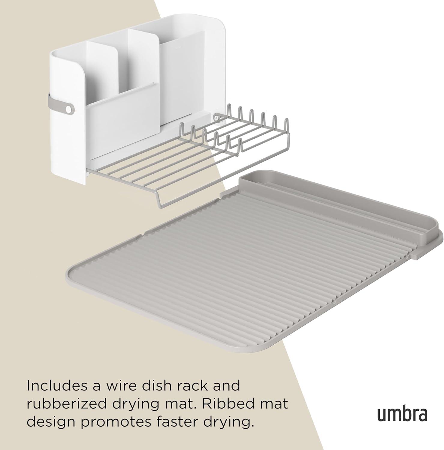 image:imageUmbra Sling Compact Dish Rack for Drying Dishes Cutlery and More Folds Away for Compact Storage