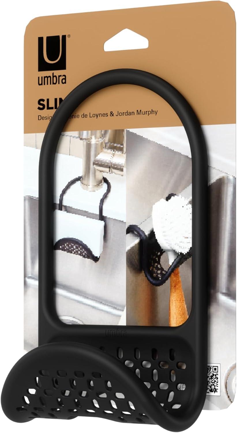 image:imageUmbra Sling Kitchen Sink Caddy Sponge Holder Hangs Over Faucet or Divider Single BlackBlack