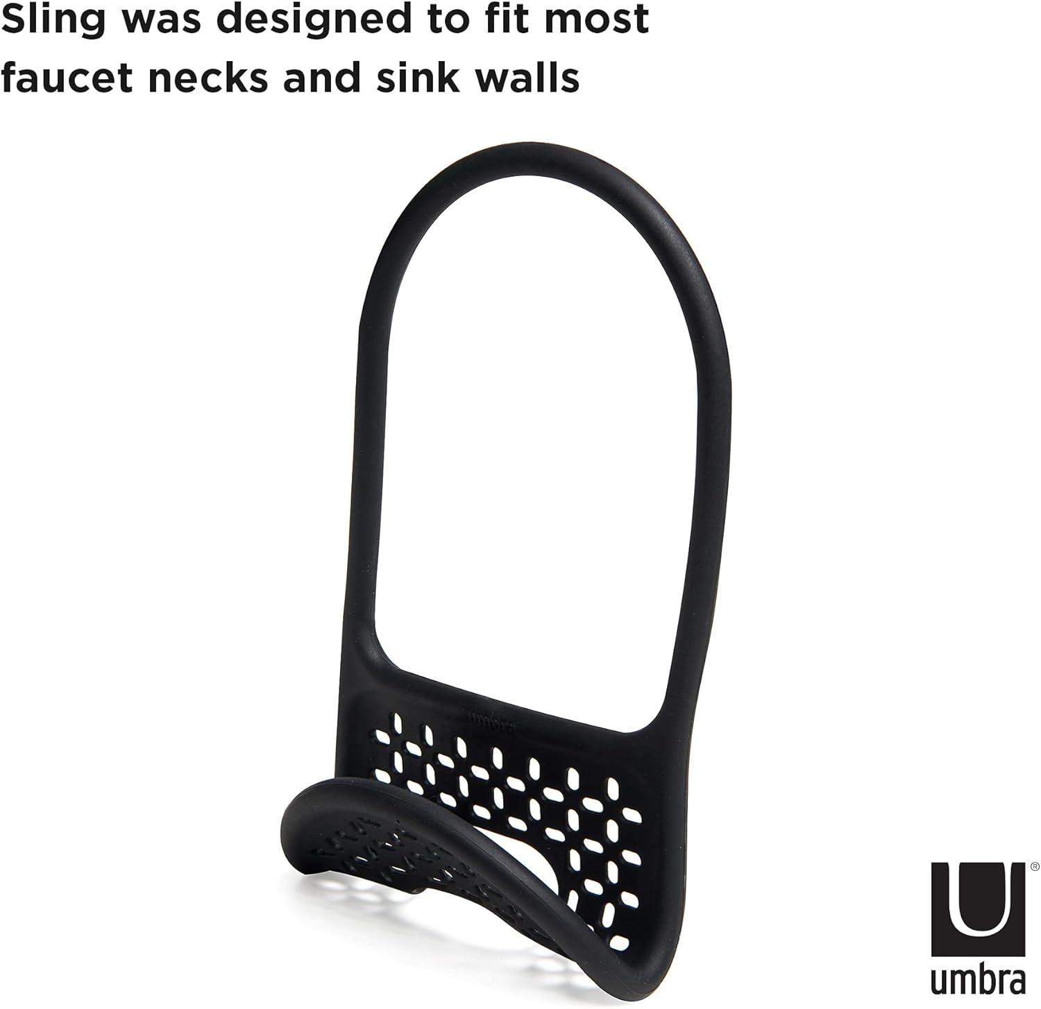 image:imageUmbra Sling Kitchen Sink Caddy Sponge Holder Hangs Over Faucet or Divider Single BlackBlack