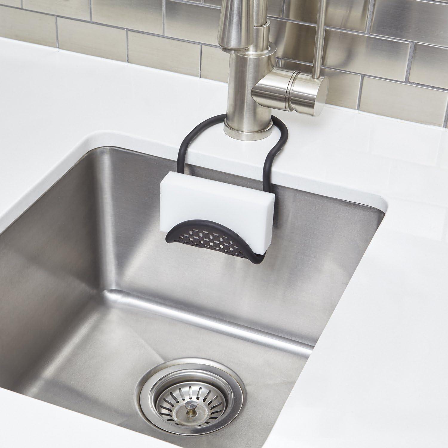 image:imageUmbra Sling Kitchen Sink Caddy Sponge Holder Hangs Over Faucet or Divider Single BlackBlack