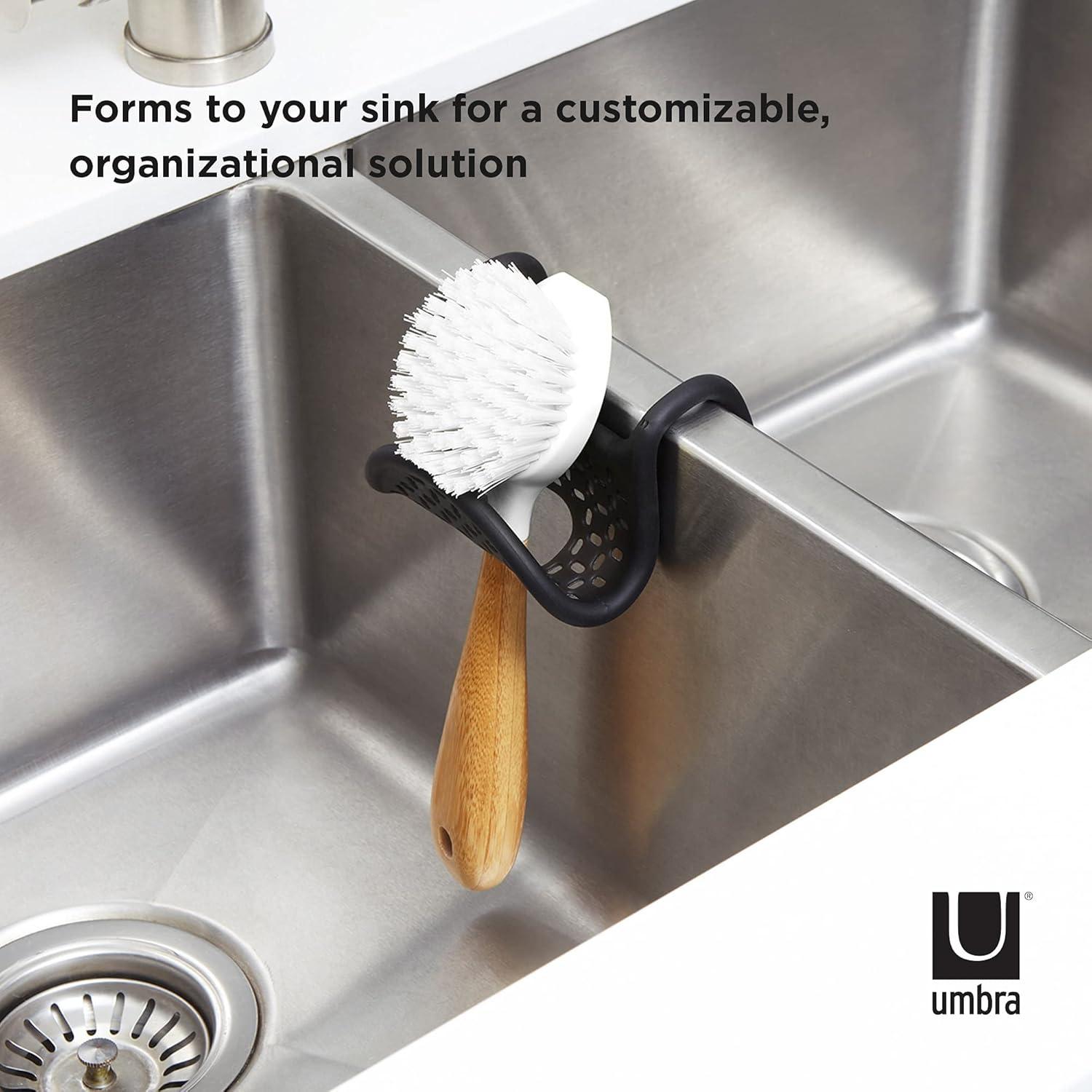image:imageUmbra Sling Kitchen Sink Caddy Sponge Holder Hangs Over Faucet or Divider Single BlackBlack