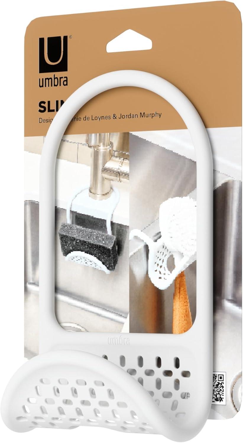 image:imageUmbra Sling Kitchen Sink Caddy Sponge Holder Hangs Over Faucet or Divider Single BlackWhite