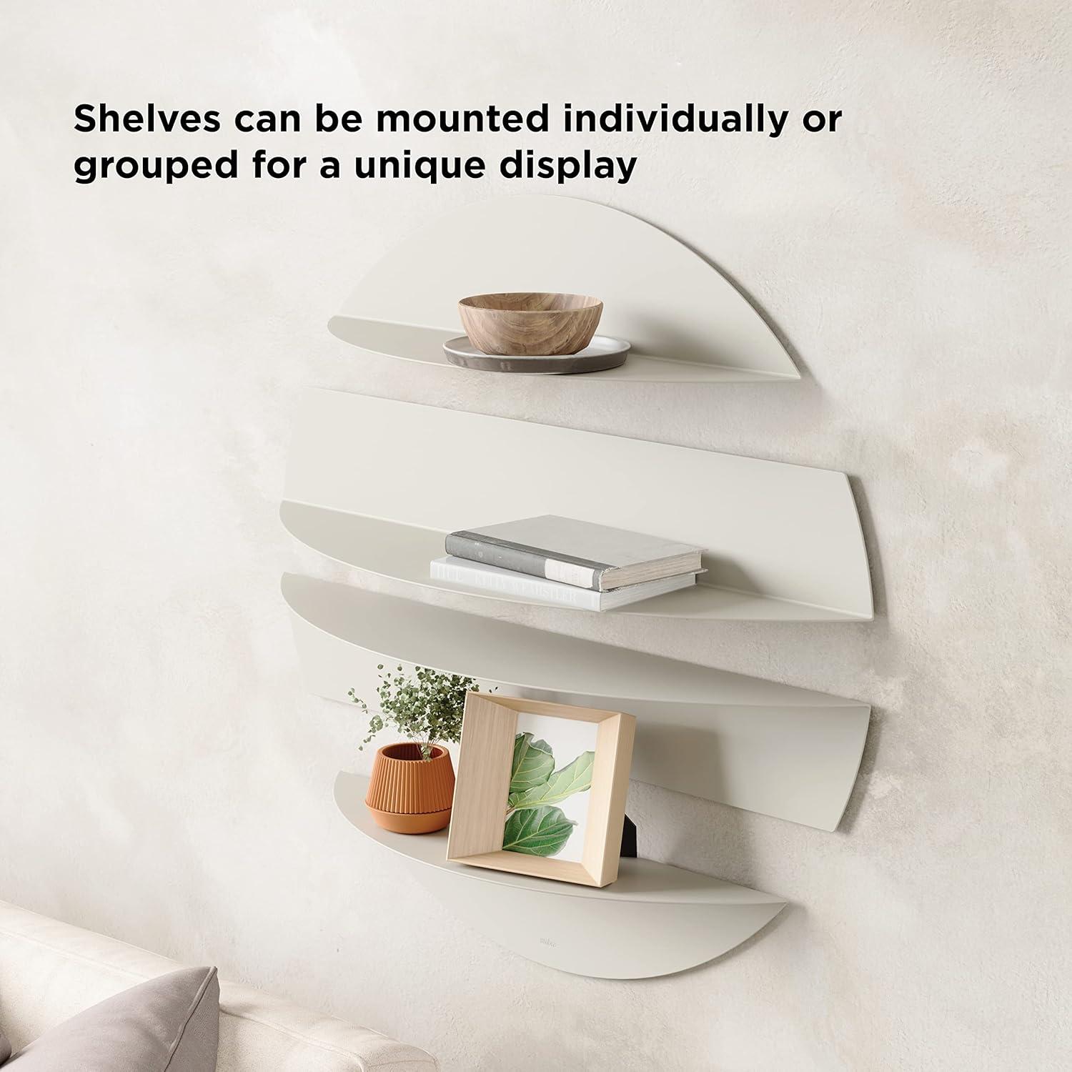 image:imageUmbra Solis Decorative Floating Shelf Set of 4 WallMount Shelves to Display Small Objects and Artwork BlackStone