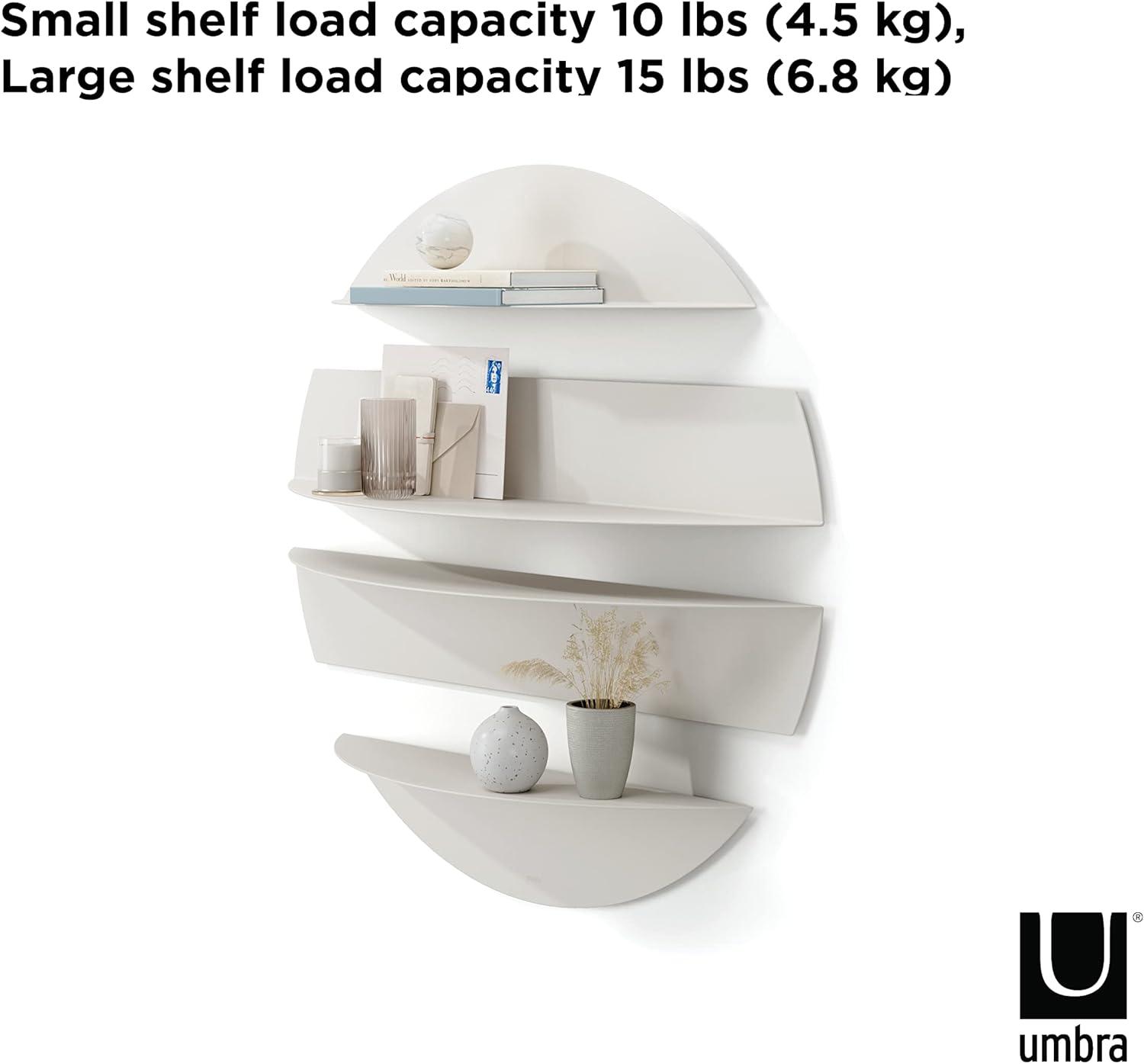 image:imageUmbra Solis Decorative Floating Shelf Set of 4 WallMount Shelves to Display Small Objects and Artwork BlackStone