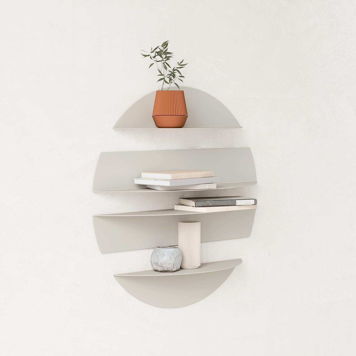 image:imageUmbra Solis Decorative Floating Shelf Set of 4 WallMount Shelves to Display Small Objects and Artwork BlackStone