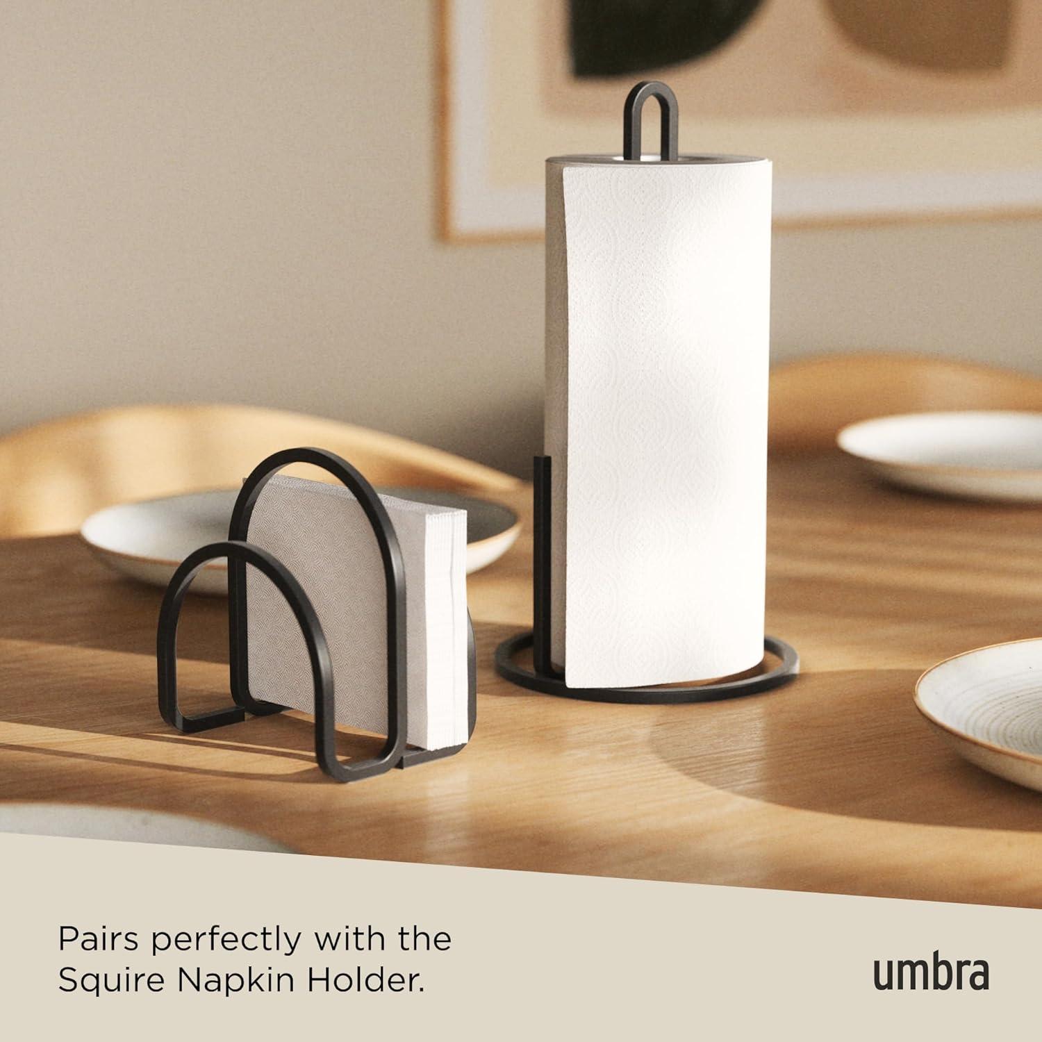 image:imageUmbra Squire Napkin Holder for Square and Rectangular Dinner Cocktail Luncheon Napkins Modern Metal Design Looks Like Cast Iron BlackNapkin Holder