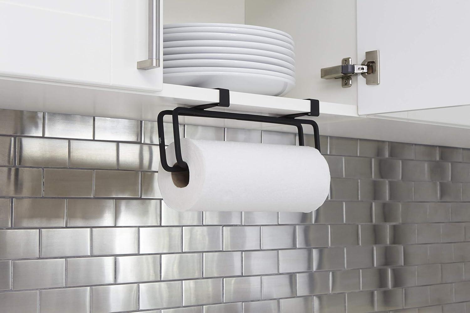 image:imageUmbra Squire Napkin Holder for Square and Rectangular Dinner Cocktail Luncheon Napkins Modern Metal Design Looks Like Cast Iron BlackWallMount Paper Towel Holder