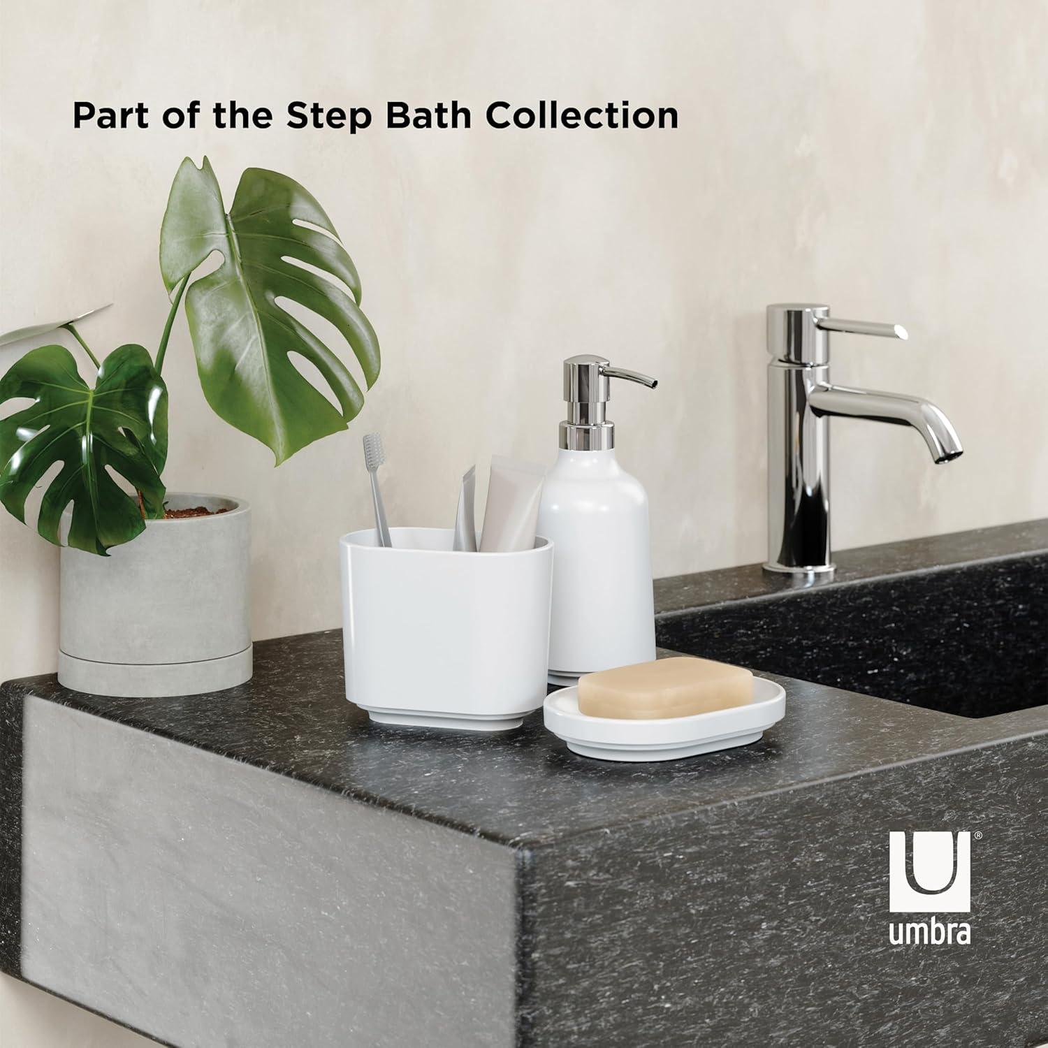 image:imageUmbra Step Dish for BathroomContemporary Practical Molded Oval Soap Bar Holder for Bath SinkNicely Fits Into Amenity TrayEasy to Clean Highly Durable WhiteSoap Dish