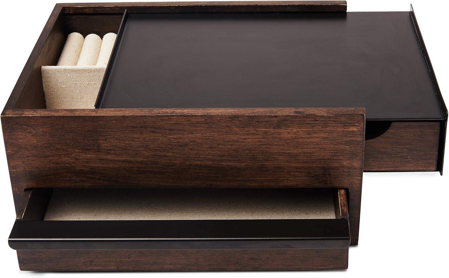 image:imageUmbra Stowit Jewelry Box Modern Keepsake Storage Organizer with Hidden Compartment Drawers for Ring Bracelet Watch Necklace Earrings and Accessories BlackWalnutBlackWalnut