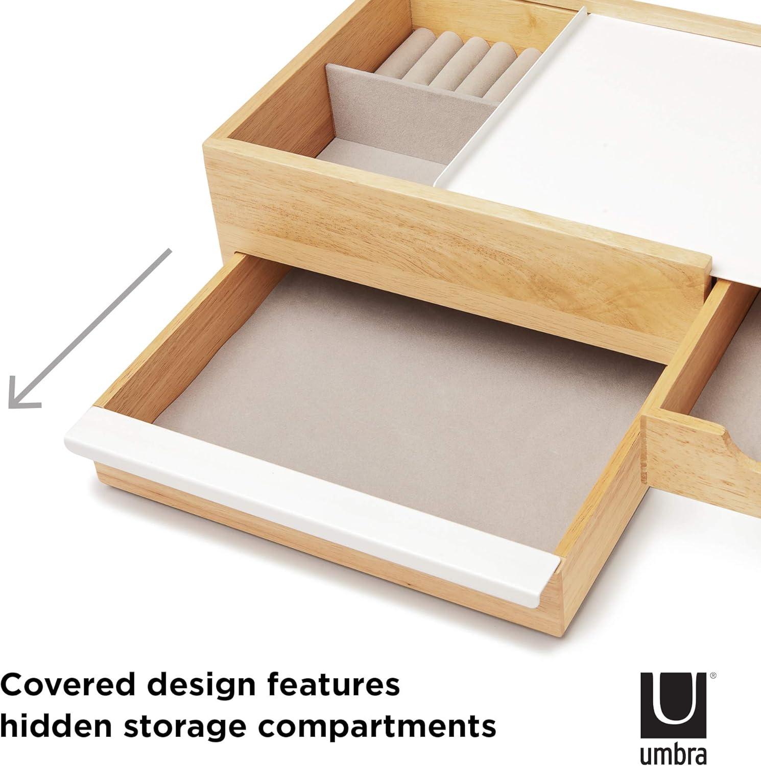 image:imageUmbra Stowit Jewelry Box Modern Keepsake Storage Organizer with Hidden Compartment Drawers for Ring Bracelet Watch Necklace Earrings and Accessories BlackWalnutWhiteNatural
