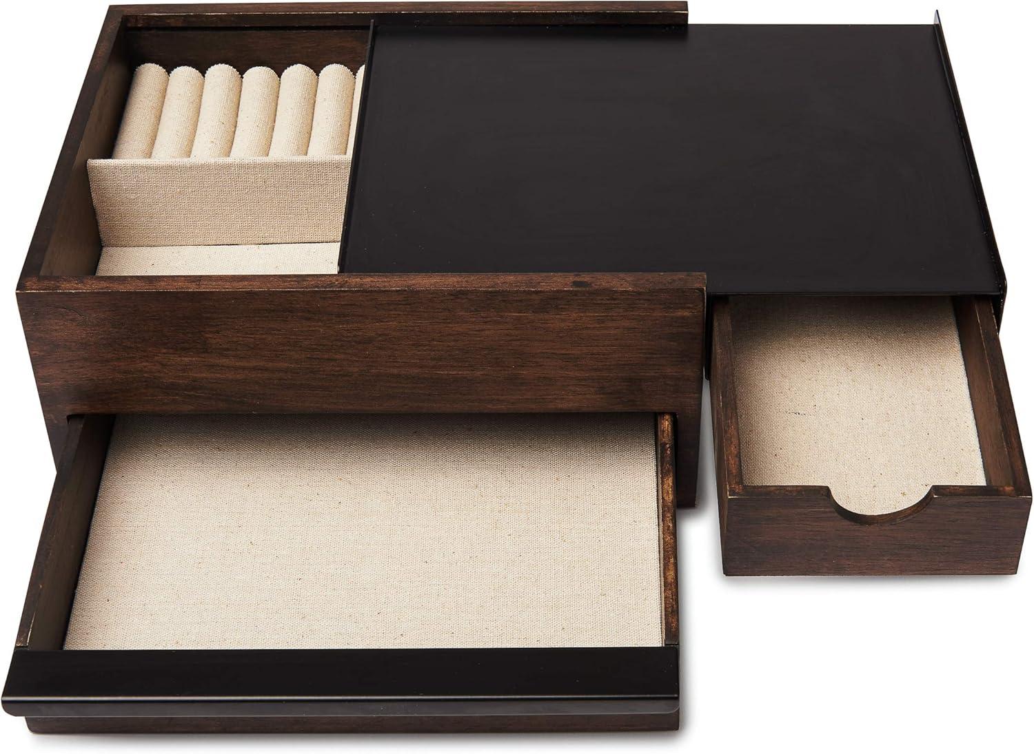 image:imageUmbra Stowit Jewelry Box Modern Keepsake Storage Organizer with Hidden Compartment Drawers for Ring Bracelet Watch Necklace Earrings and Accessories BlackWalnutBlackWalnut