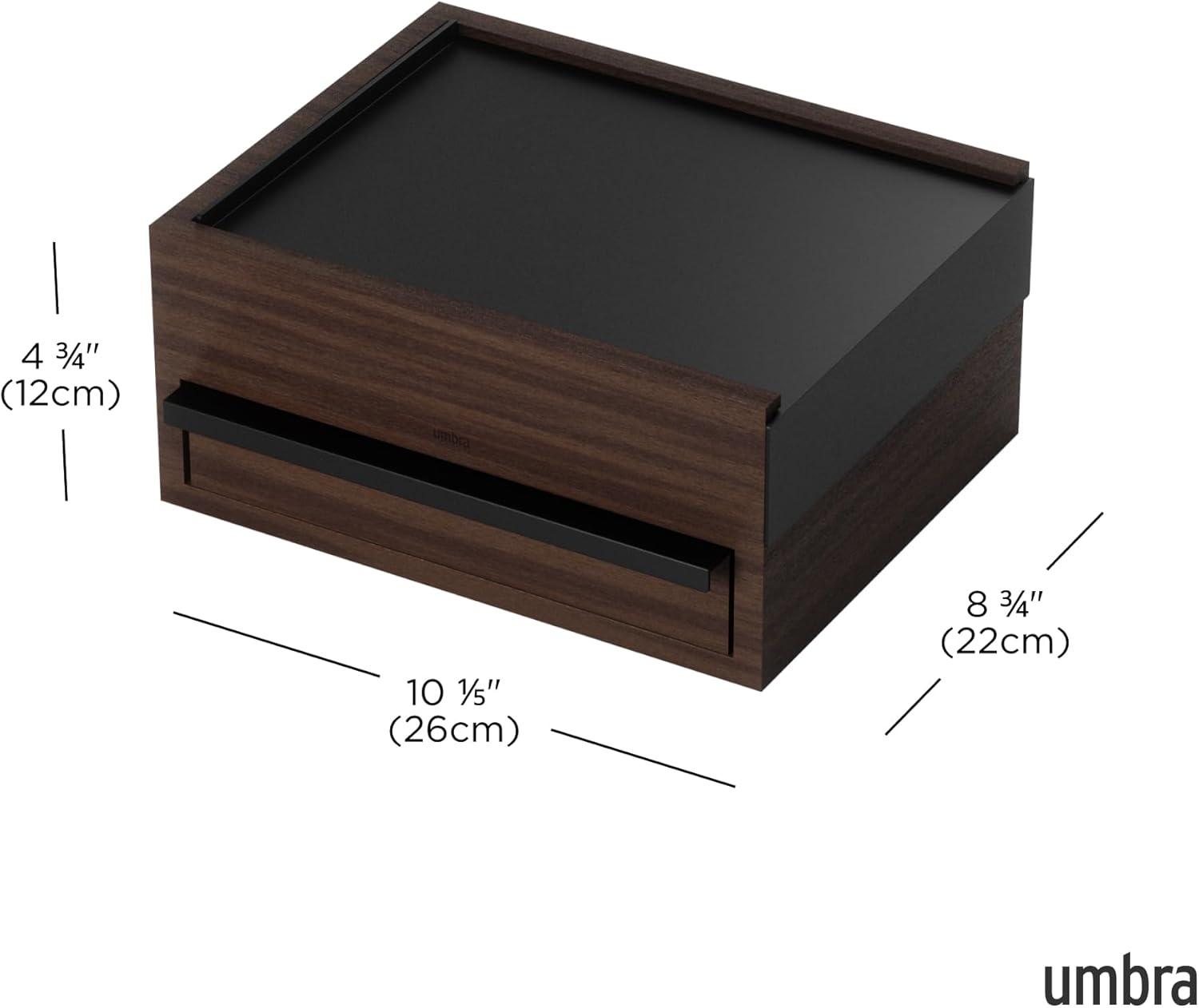 image:imageUmbra Stowit Jewelry Box Modern Keepsake Storage Organizer with Hidden Compartment Drawers for Ring Bracelet Watch Necklace Earrings and Accessories BlackWalnutBlackWalnut