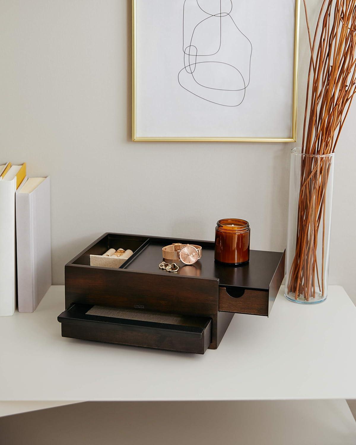 image:imageUmbra Stowit Jewelry Box Modern Keepsake Storage Organizer with Hidden Compartment Drawers for Ring Bracelet Watch Necklace Earrings and Accessories BlackWalnutBlackWalnut