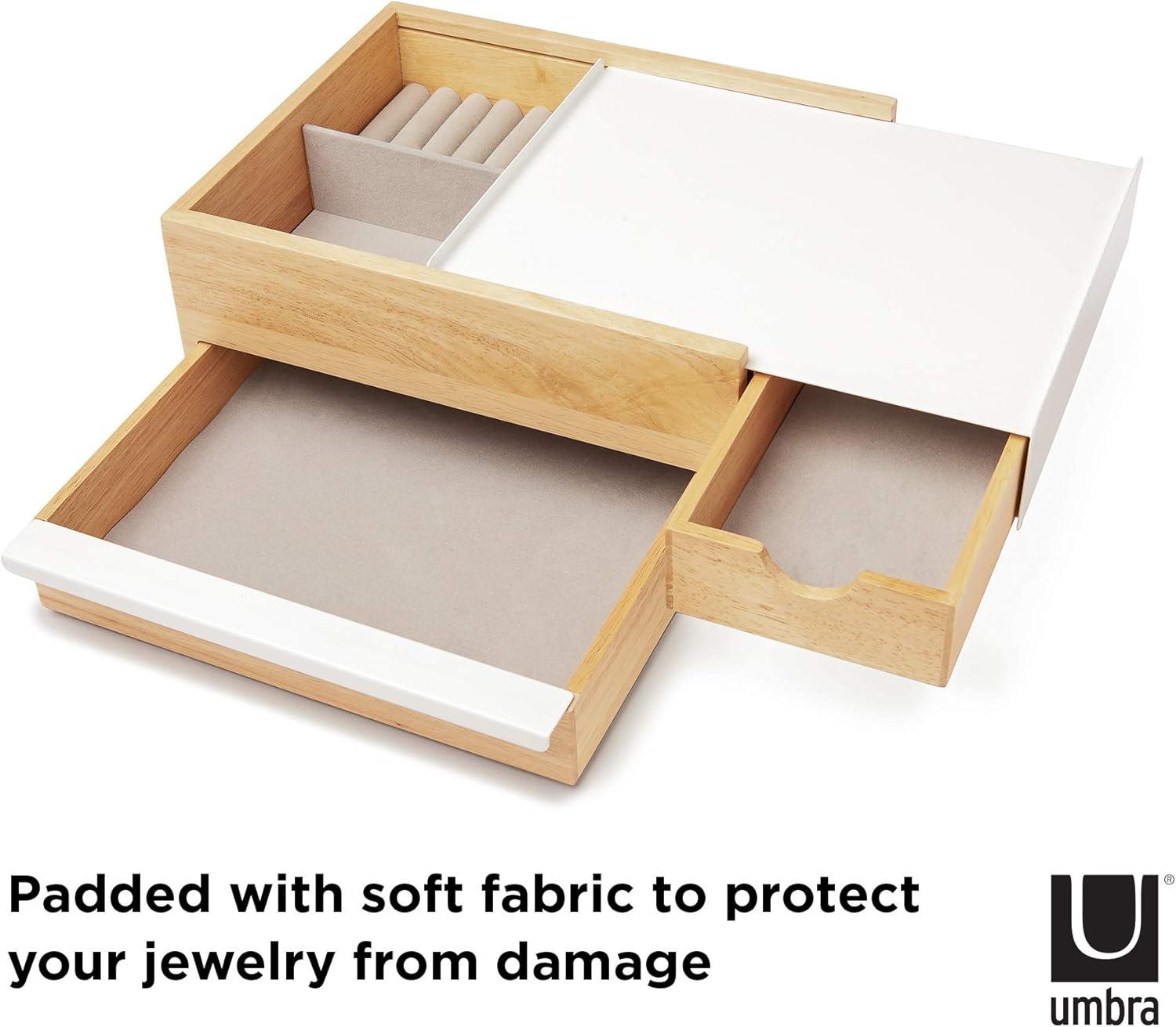 image:imageUmbra Stowit Jewelry Box Modern Keepsake Storage Organizer with Hidden Compartment Drawers for Ring Bracelet Watch Necklace Earrings and Accessories BlackWalnutWhiteNatural