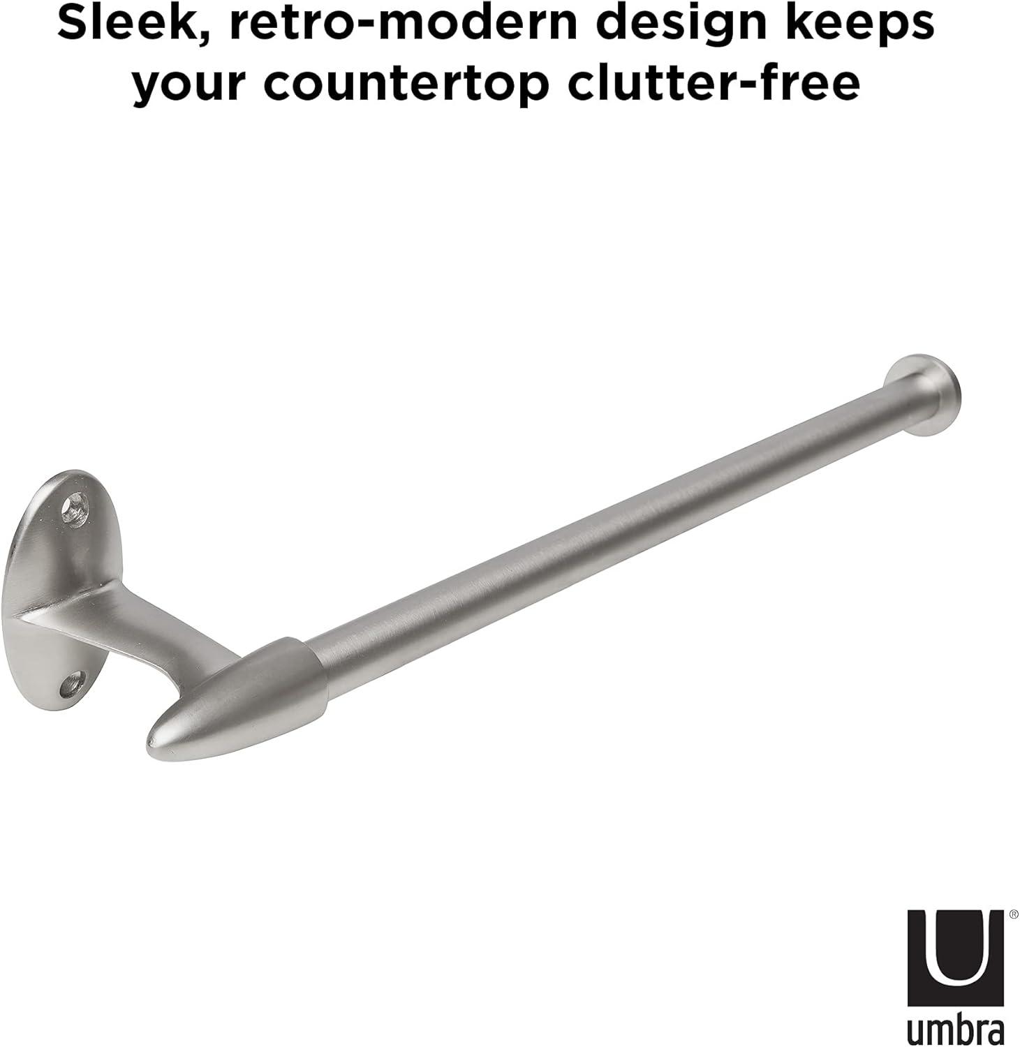 image:imageUmbra Stream Metal Wall Mount Paper Towel Holder Sleek Paper Towel Holder Great for The Kitchen Nickel