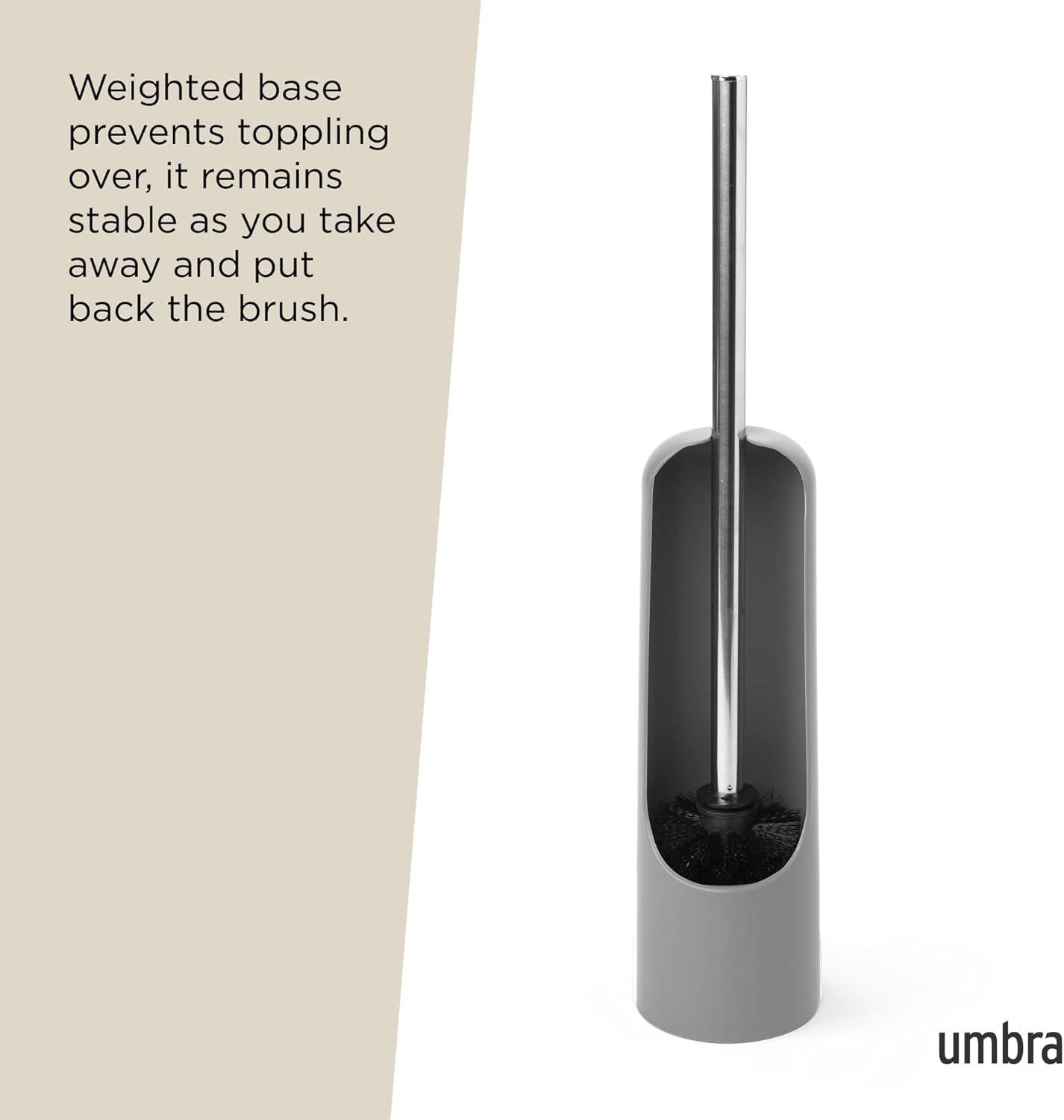 image:imageUmbra Touch Toilet Brush with HolderStand Durable Slim Cleaning Tool with Dense Bristles Removes Stubborn Stains WhiteGray