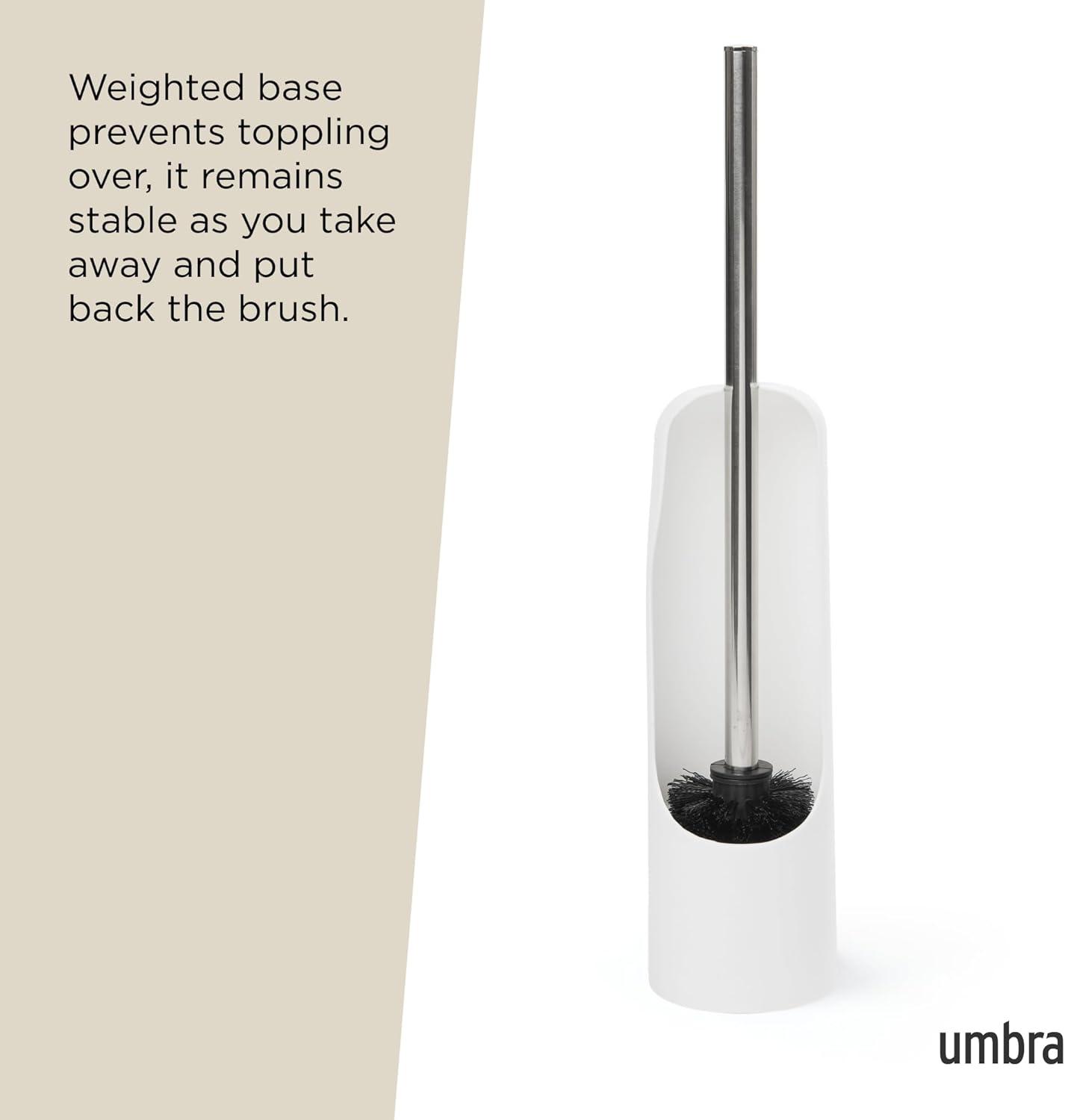 image:imageUmbra Touch Toilet Brush with HolderStand Durable Slim Cleaning Tool with Dense Bristles Removes Stubborn Stains WhiteWhite