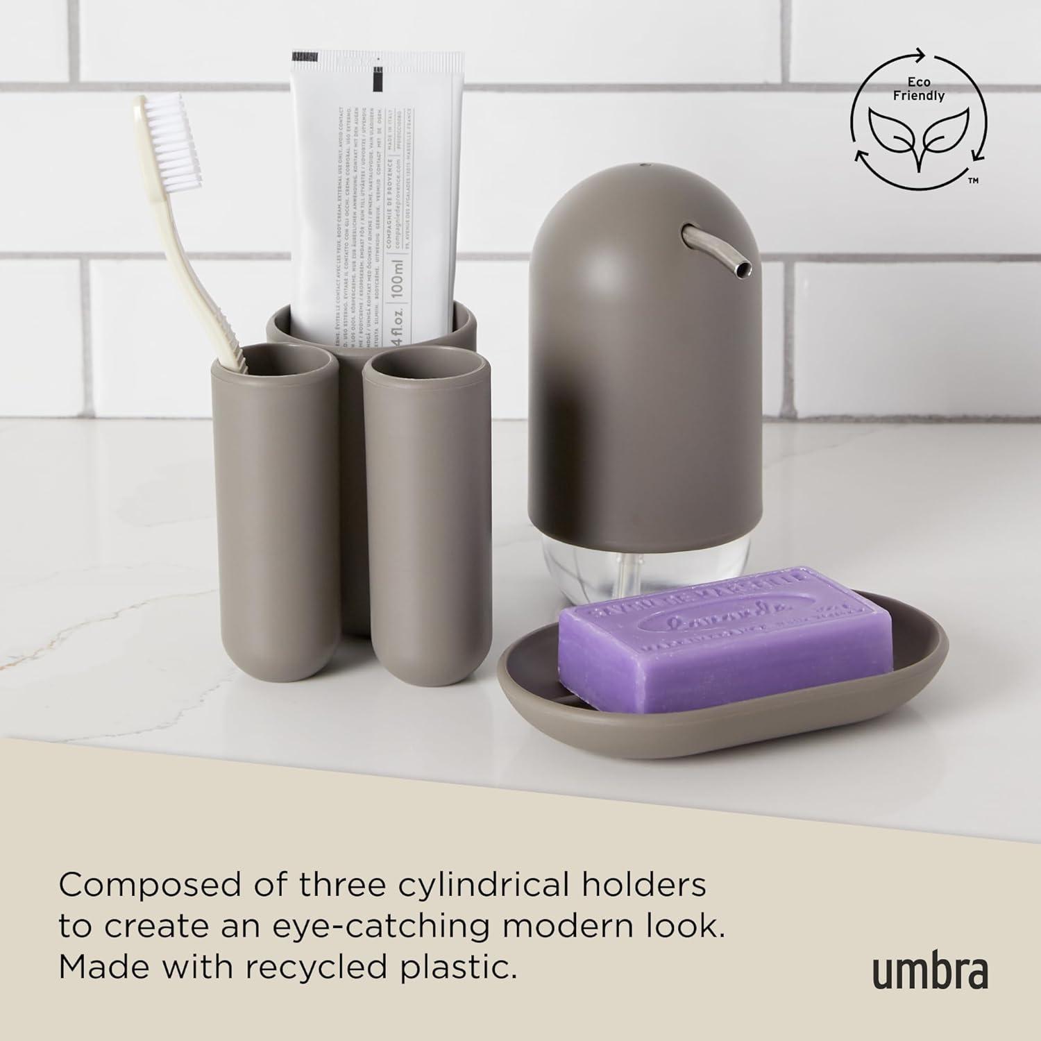 image:imageUmbra Touch Toothbrush Holder and Toothpaste Organizer Modern Bathroom Storage with Three Comparments GreyGrey