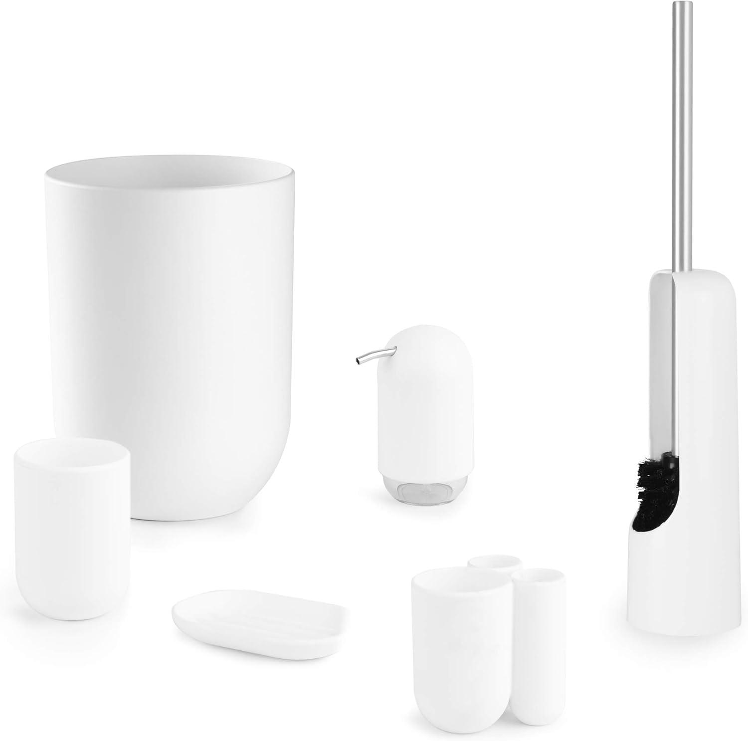 image:imageUmbra Touch Toothbrush Holder and Toothpaste Organizer Modern Bathroom Storage with Three Comparments GreyWhite