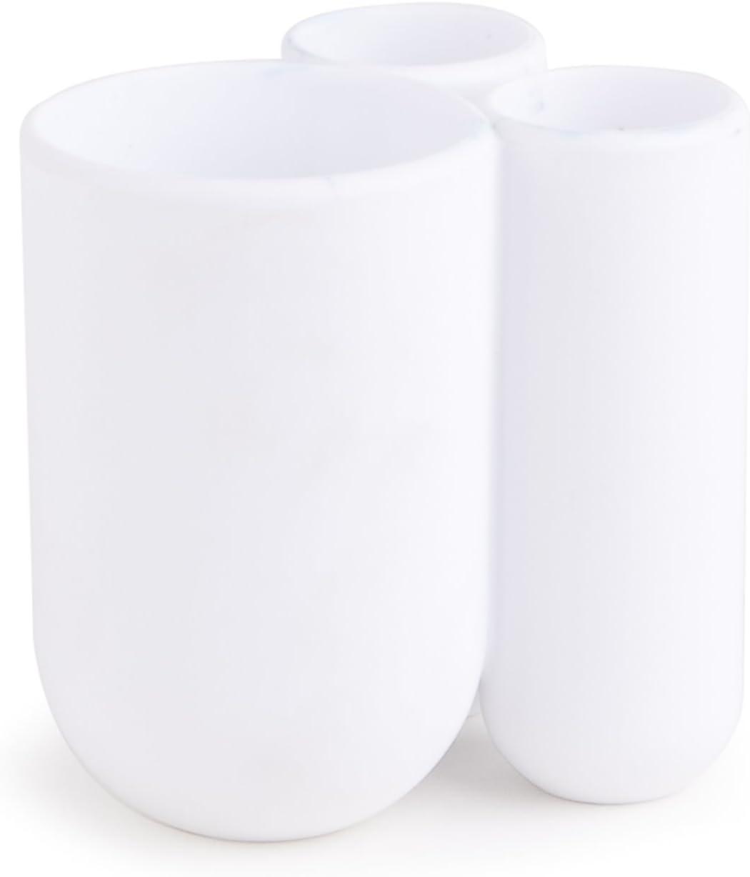 image:imageUmbra Touch Toothbrush Holder and Toothpaste Organizer Modern Bathroom Storage with Three Comparments GreyWhite