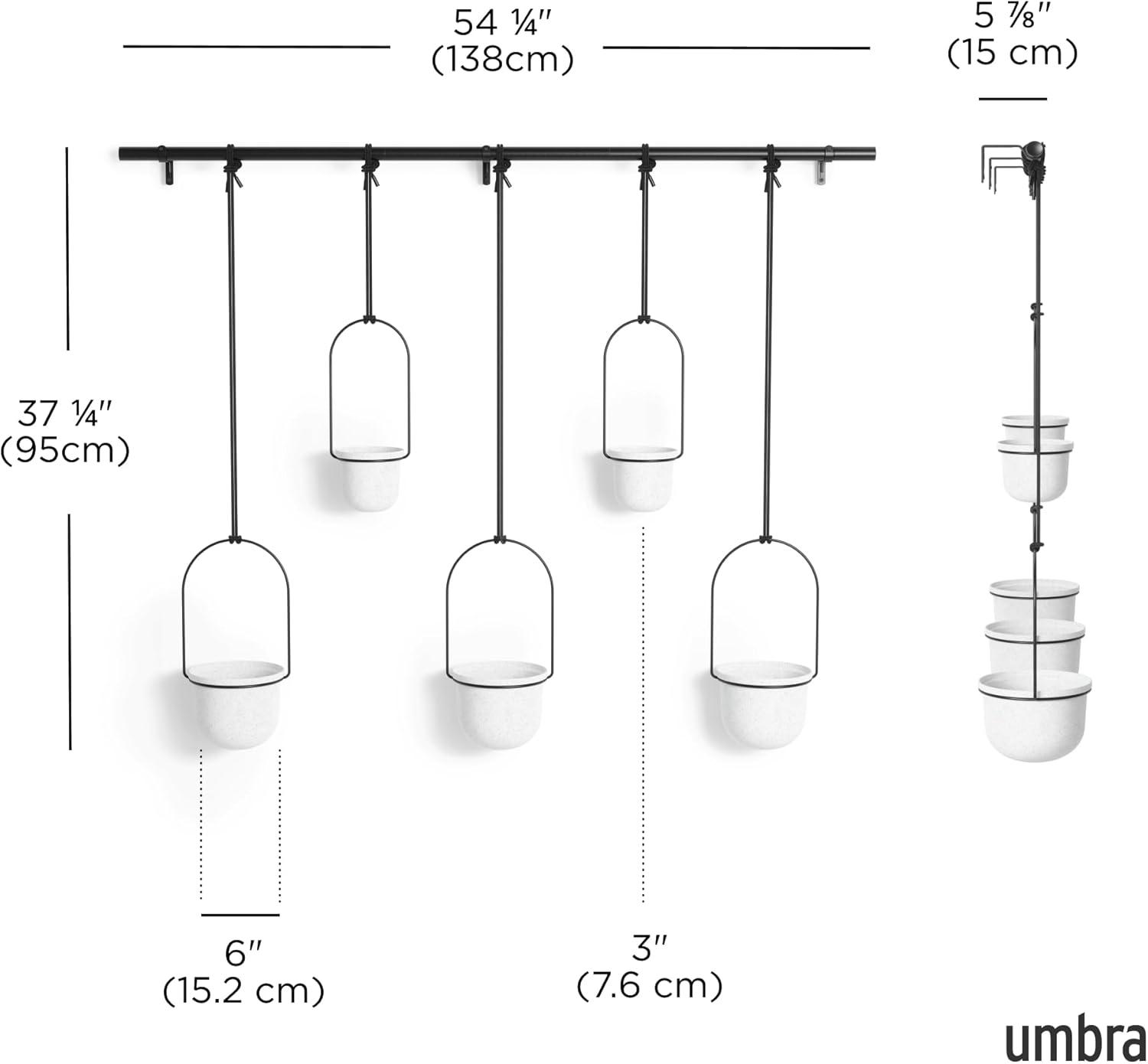image:imageUmbra Triflora Hanging Planter for Window Indoor Herb Garden Set of 3 WhiteBlackWhiteBlack