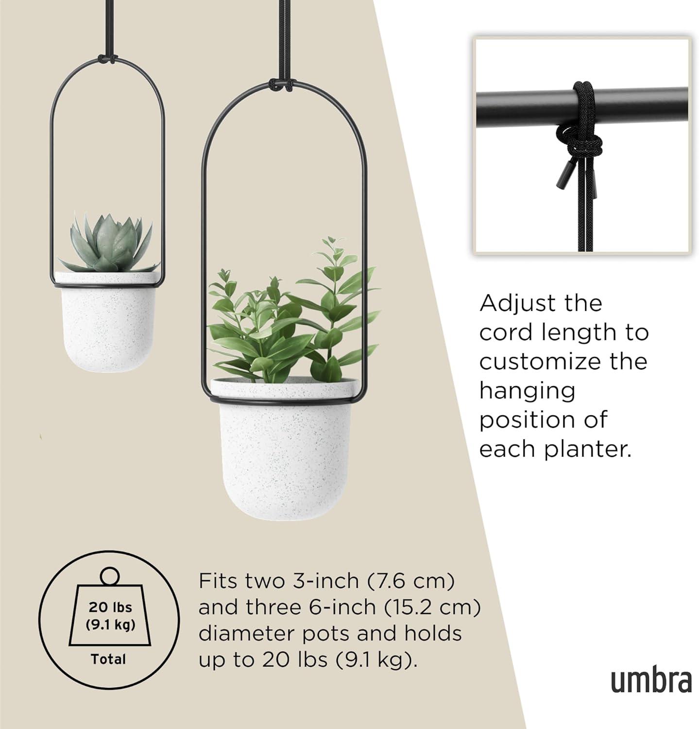 image:imageUmbra Triflora Hanging Planter for Window Indoor Herb Garden Set of 3 WhiteBlackWhiteBlack