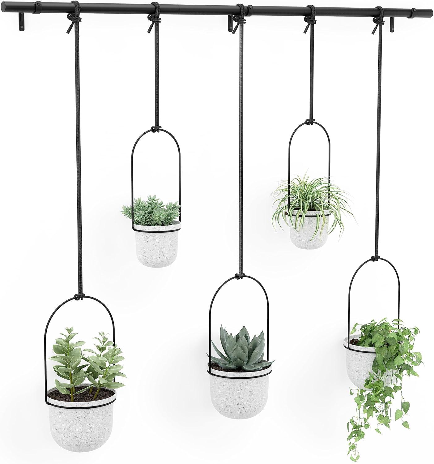 image:imageUmbra Triflora Hanging Planter for Window Indoor Herb Garden Set of 3 WhiteBrassWhiteBlack
