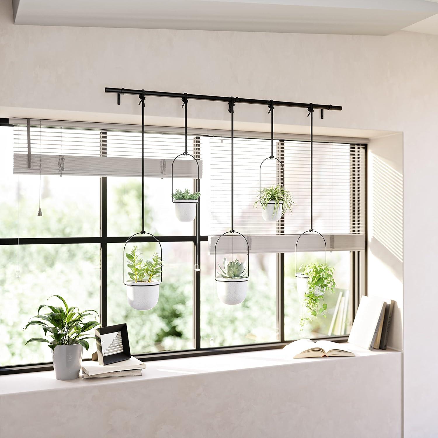 image:imageUmbra Triflora Hanging Planter for Window Indoor Herb Garden Set of 3 WhiteBrassWhiteBlack